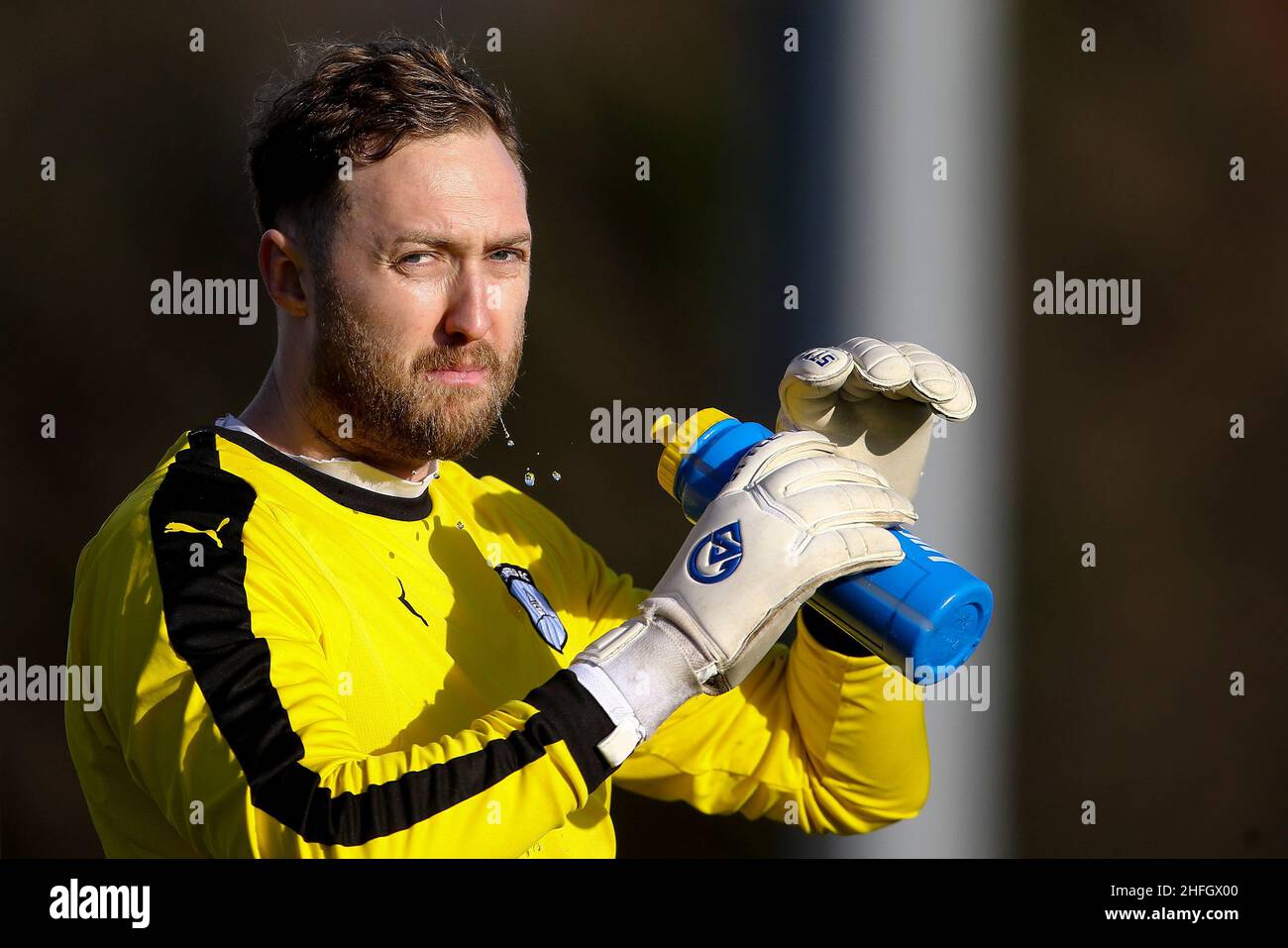 Das Spiel des FA National Sunday Cup zwischen Dock AFC und Campfield FC in der Prahbu Ventures Ltd. Arena von Camell Laird, Birkenhead, am Sonntag, den 16th. Januar 202 Stockfoto