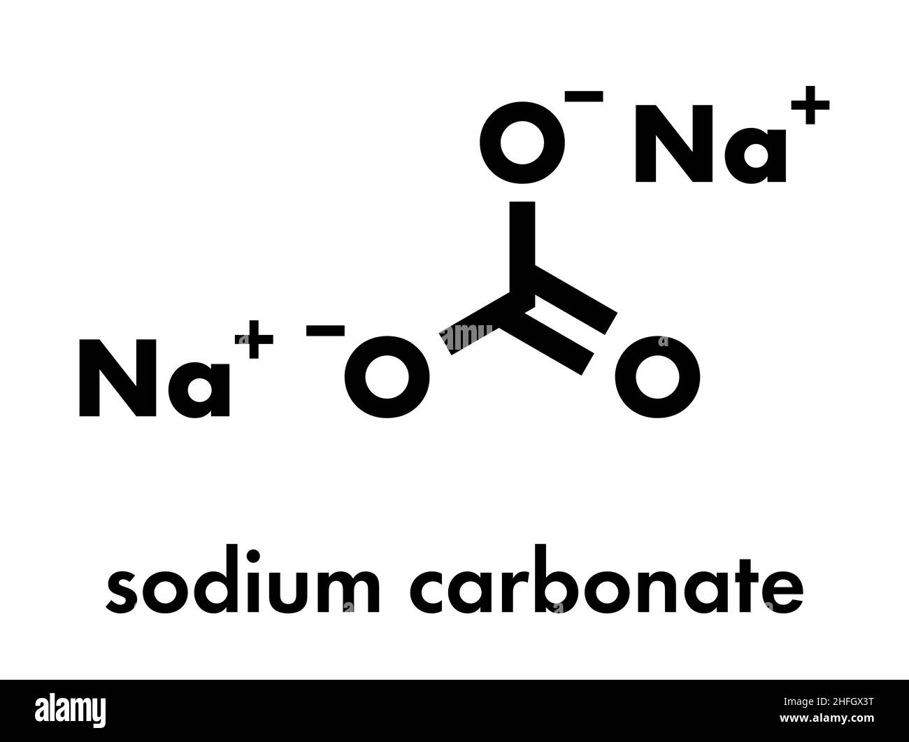 Natriumcarbonat-Salz (Waschsoda, Sodakristalle), chemische Struktur. Skelettformel. Stock Vektor