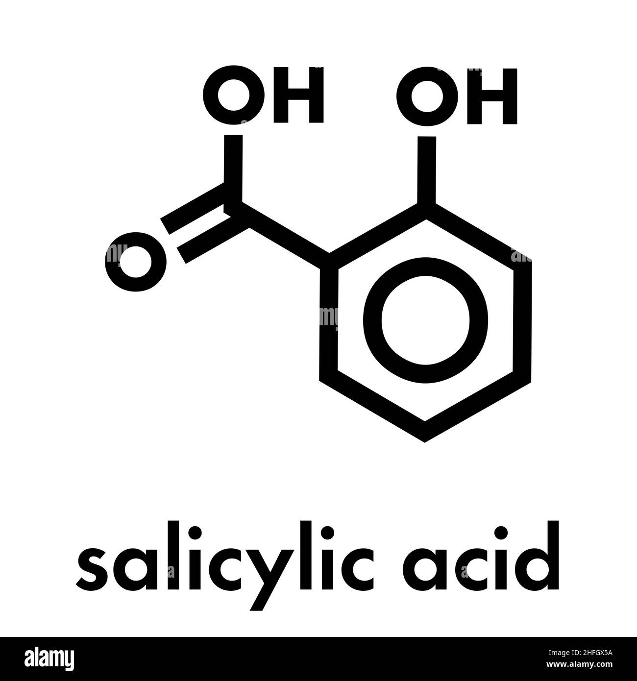 Salicylsäure Molekül. In der Kosmetik verwendet, in der dermatologischen Medikamente, usw. der Skelettmuskulatur Formel. Stock Vektor