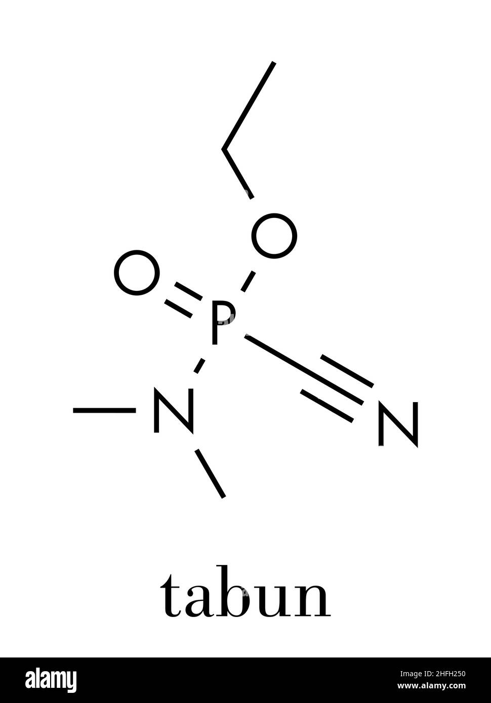 Tabun Nerv agent Molekül (chemische Waffe). Skelettmuskulatur Formel. Stock Vektor