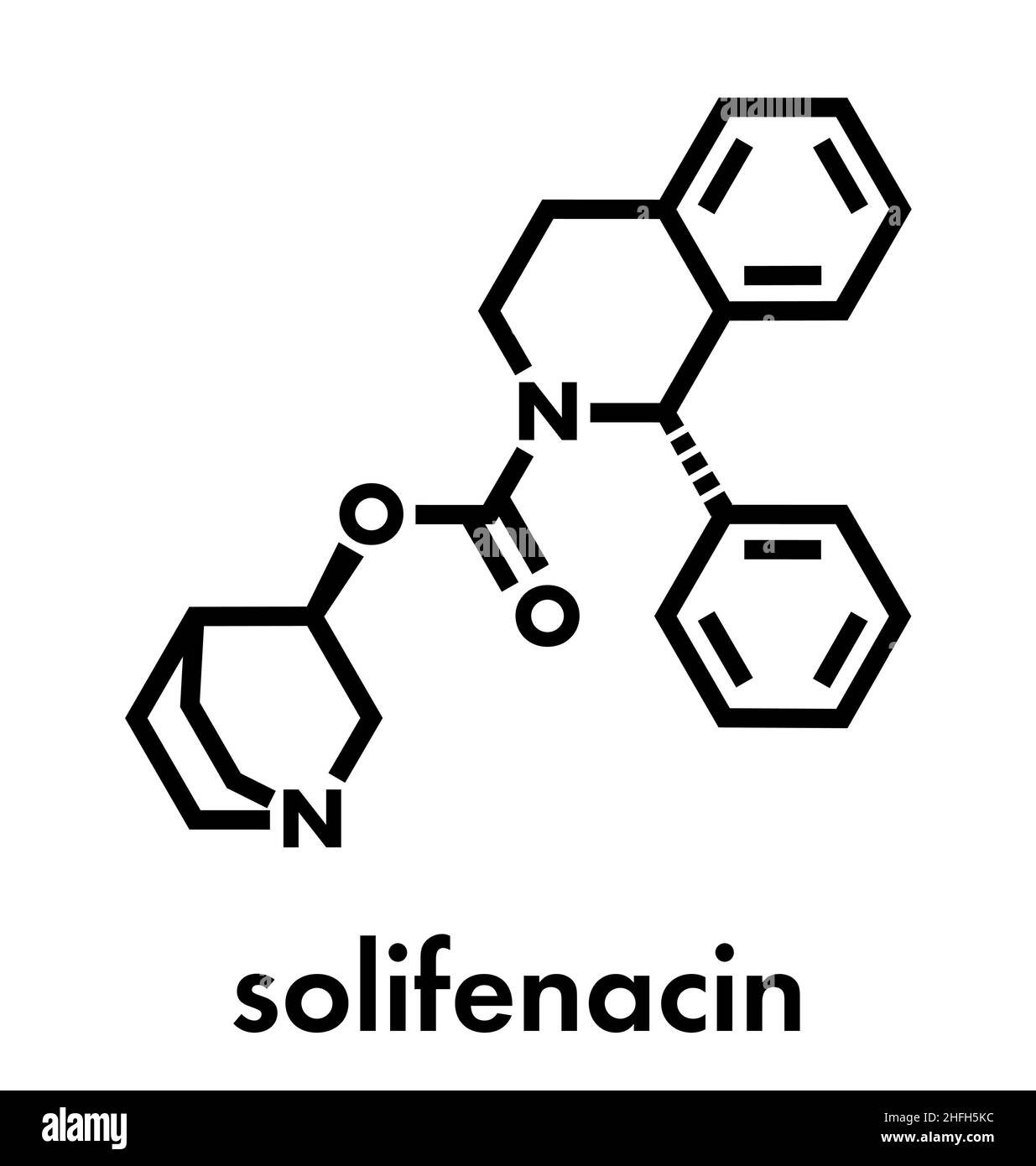 Solifenacin überaktives Blasenmolekül. Skelettformel. Stock Vektor