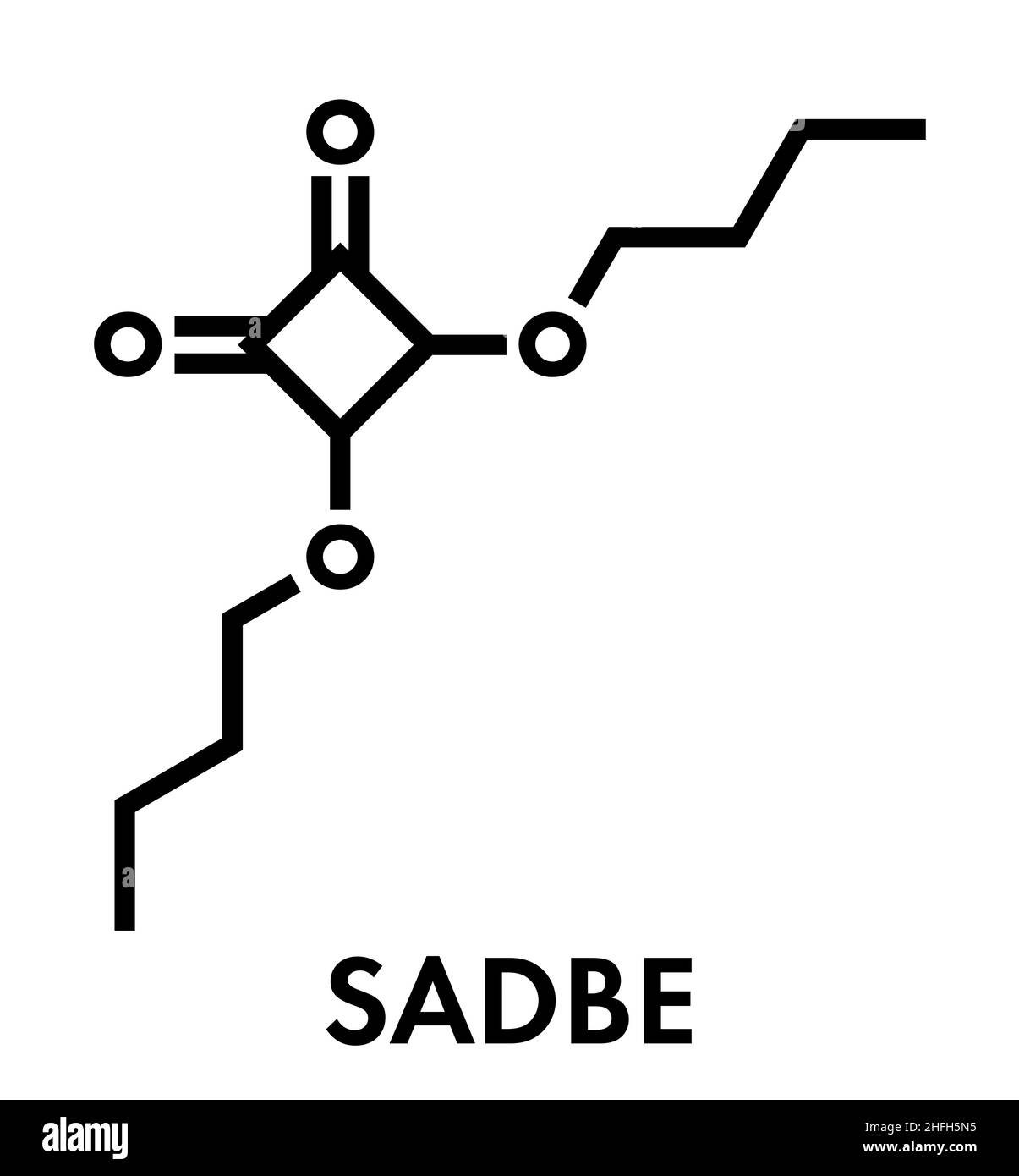 Squaric acid dibutyl ester Droge Molekül. Skelettmuskulatur Formel. Stock Vektor