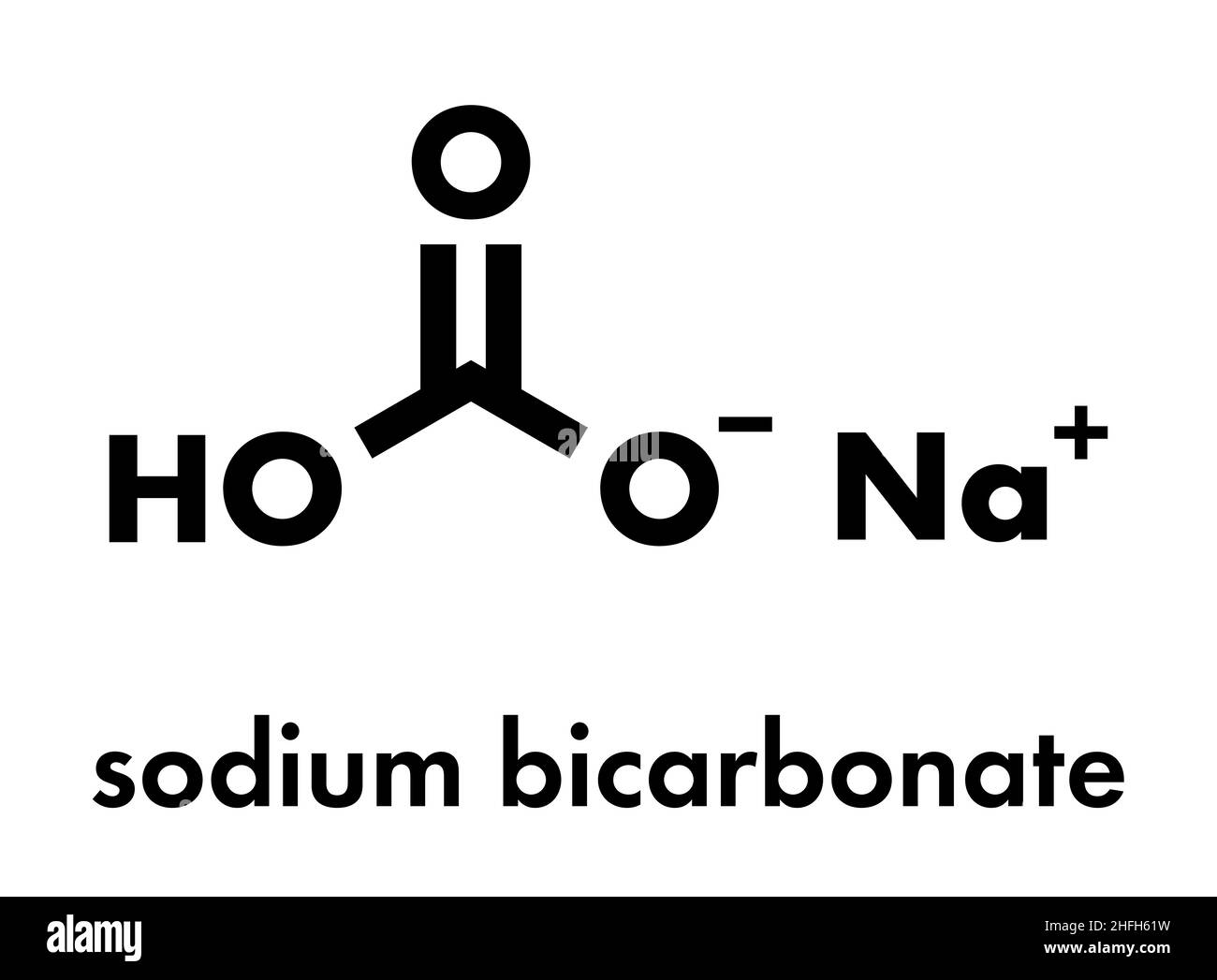Natriumbicarbonat-Salz, chemische Struktur. Skelettformel. Stock Vektor