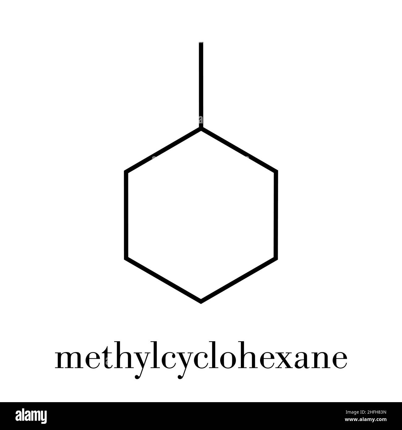Methylcyclohexan-Lösungsmittelmolekül. Skelettformel. Stock Vektor