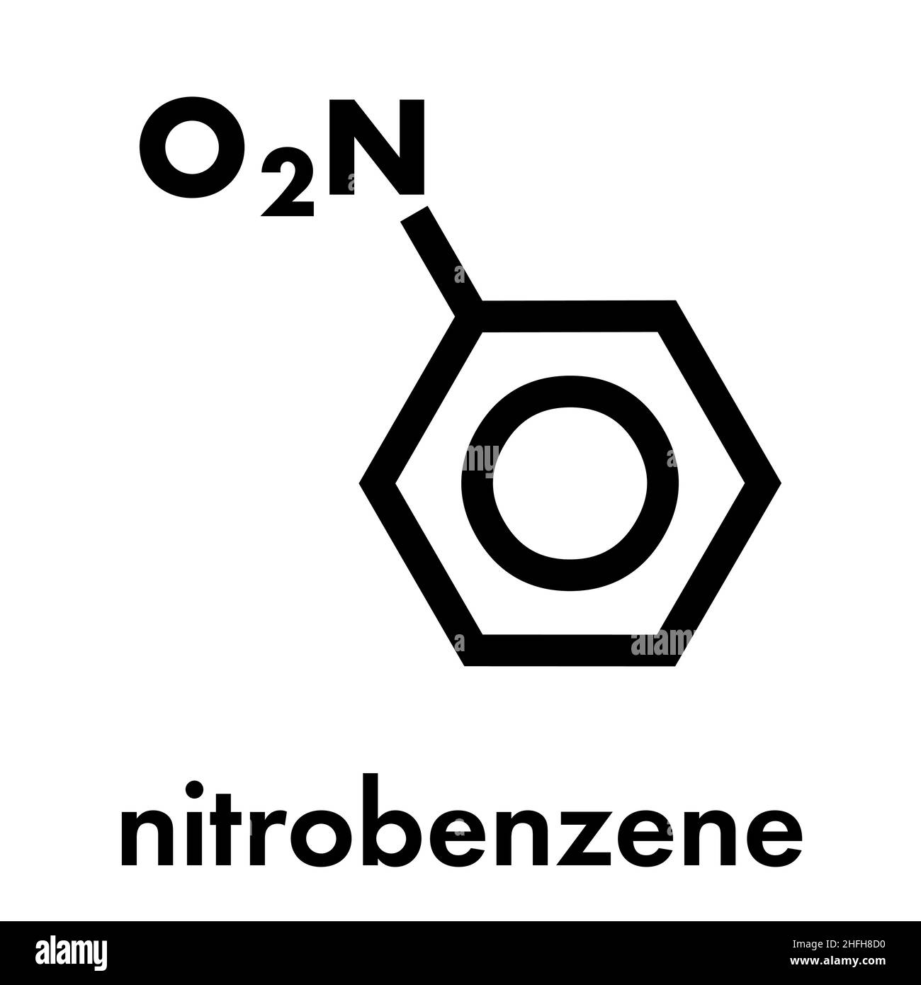 Nitrobenzol Lösungsmittel Molekül. Skelettmuskulatur Formel. Stock Vektor