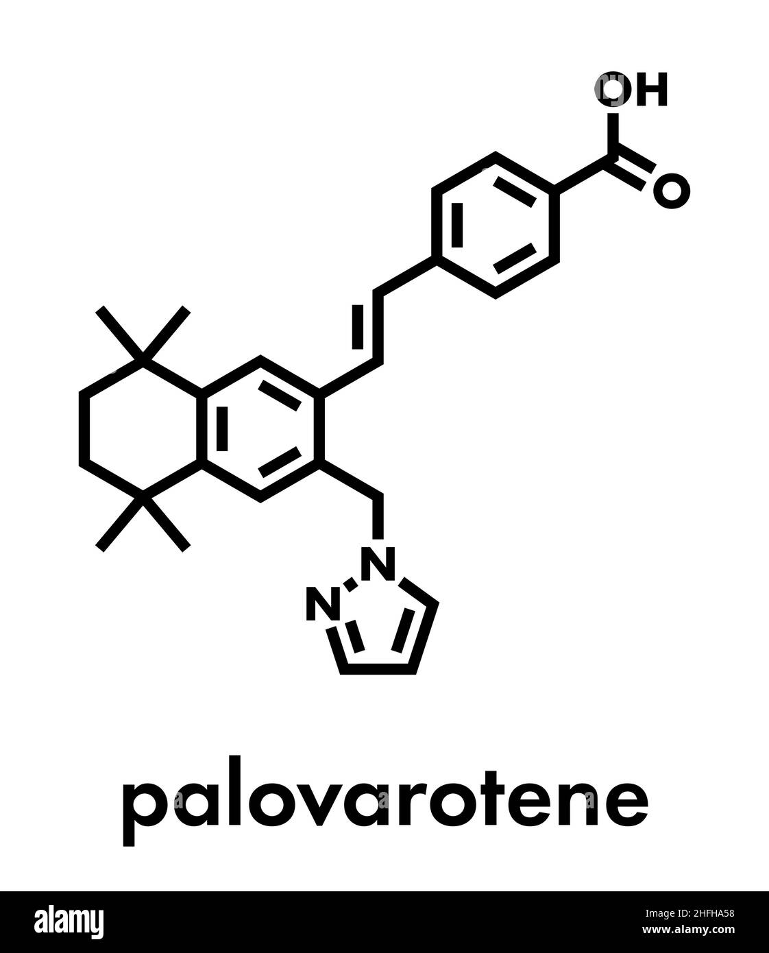 Palovarotene-Medikamentenmolekül. Skelettformel. Stock Vektor