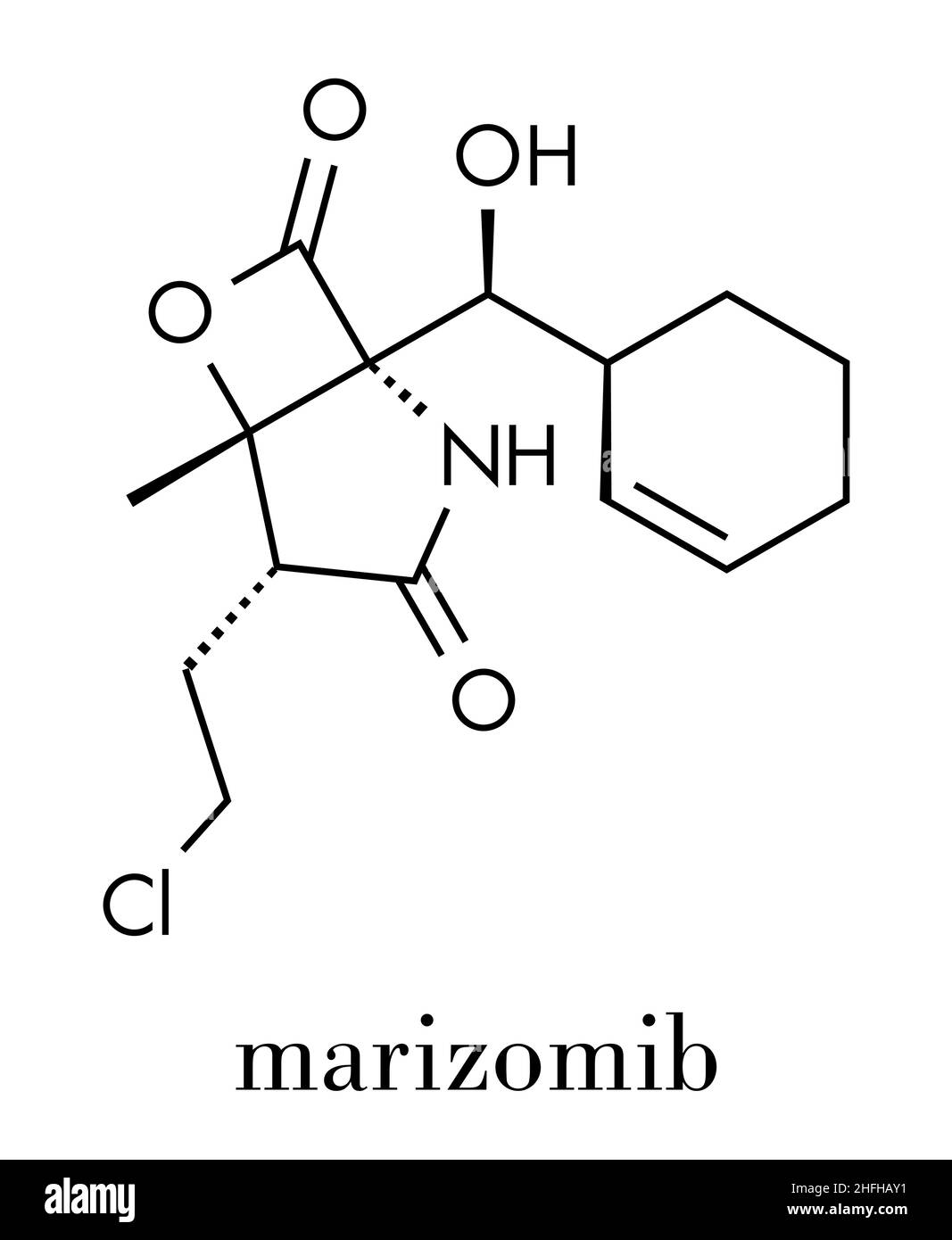 Salinosporamide Marizomib (A) Krebsmedikament Molekül (Proteasom