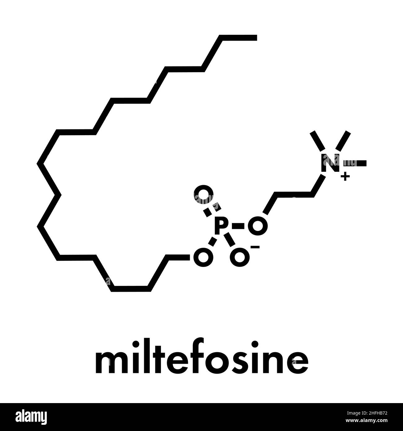 Miltefosine Leishmaniose-Wirkstoffmolekül. Skelettformel. Stock Vektor