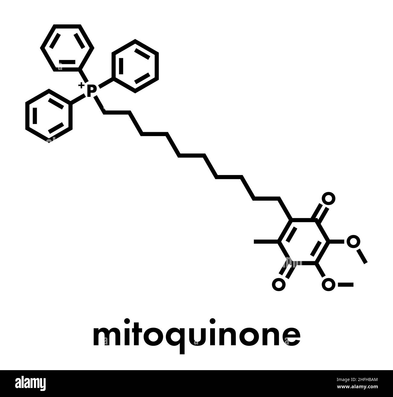 Mitoquinone oder mitoQ Molekül. Skelettmuskulatur Formel. Stock Vektor