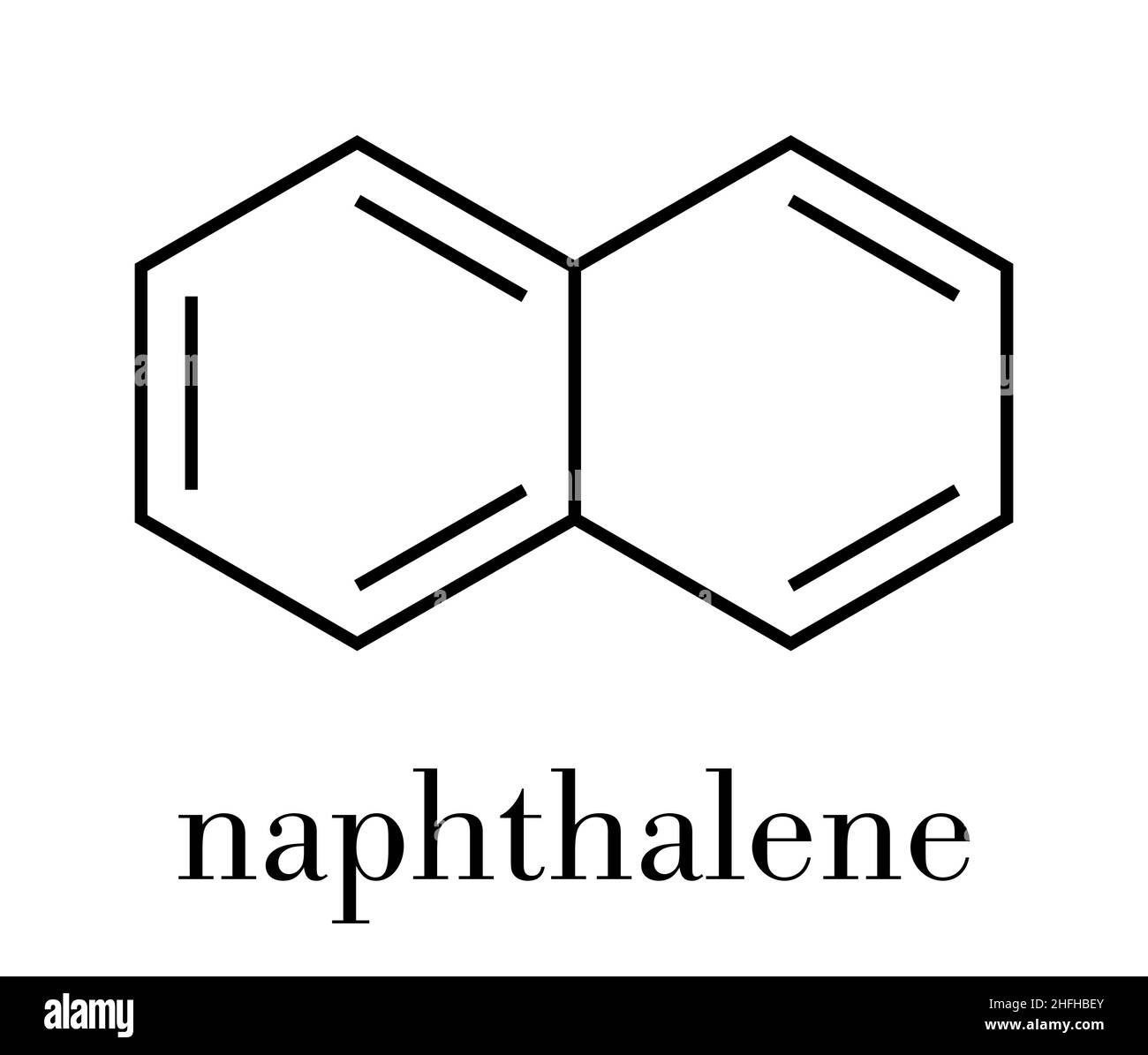 Naphthalin aromatischer Kohlenwasserstoff Molekül. Wie einmotten Zutat verwendet. Skelettmuskulatur Formel. Stock Vektor