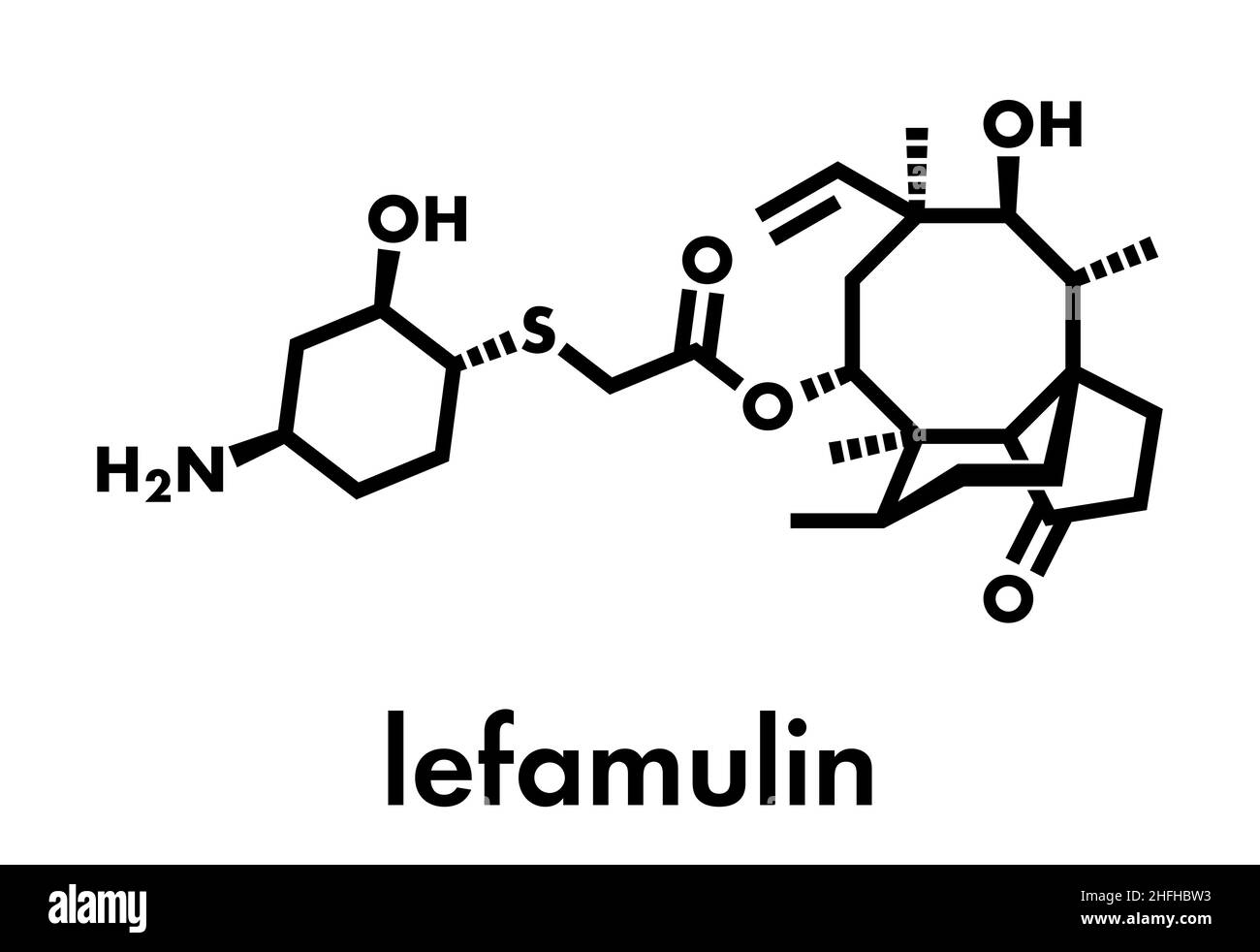 Lefamulin Antibiotikum Medikament Molekül. Skelettmuskulatur Formel. Stock Vektor