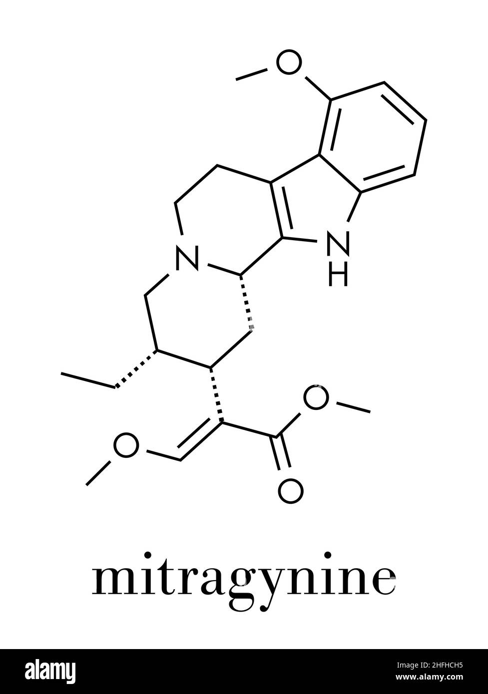 Mitragynin Molekül. Pflanzliche Alkaloide in ketum, Kratom (Mitragyna