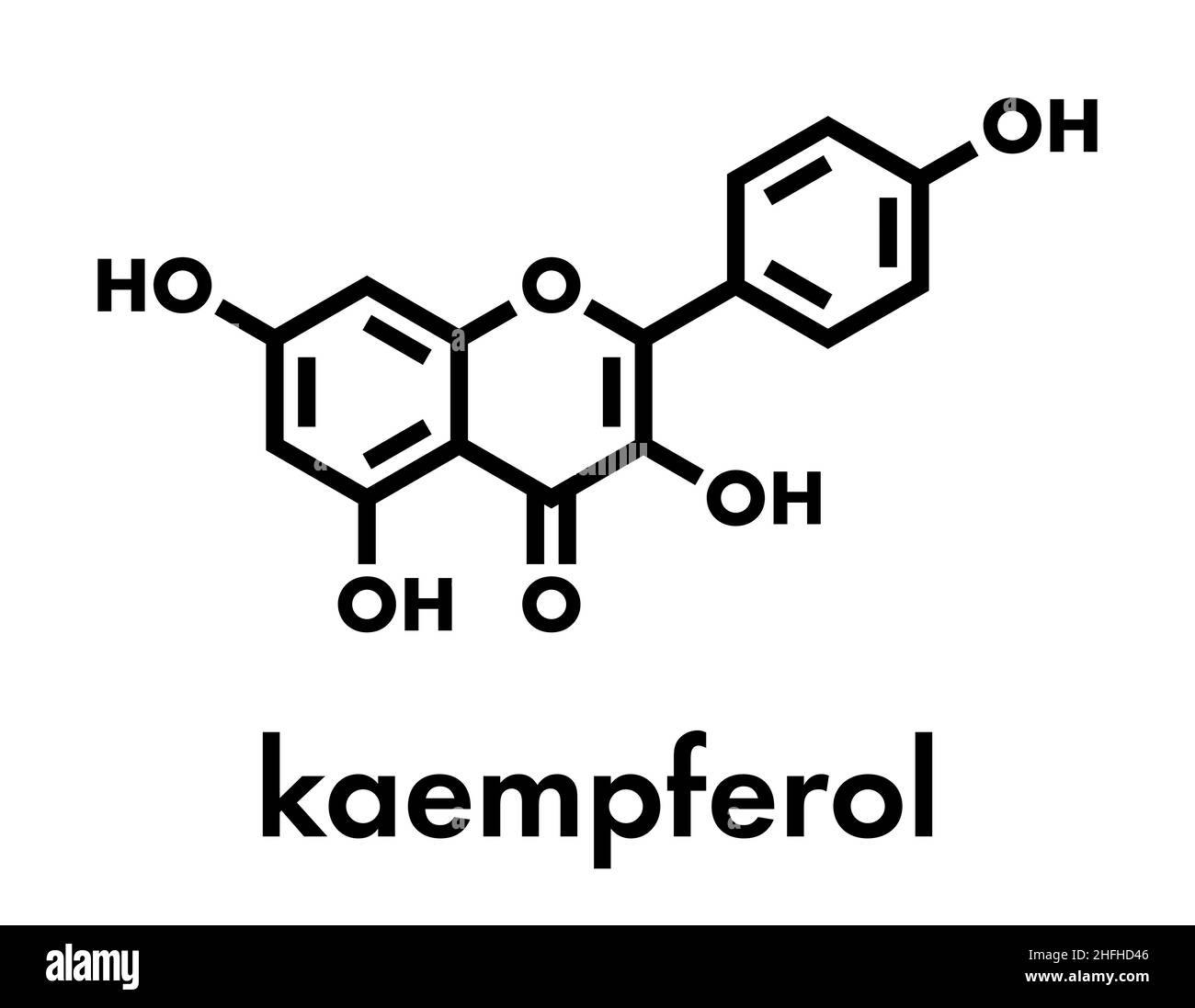 Kämpferol Antioxidans Molekül. Skelettmuskulatur Formel. Stock Vektor