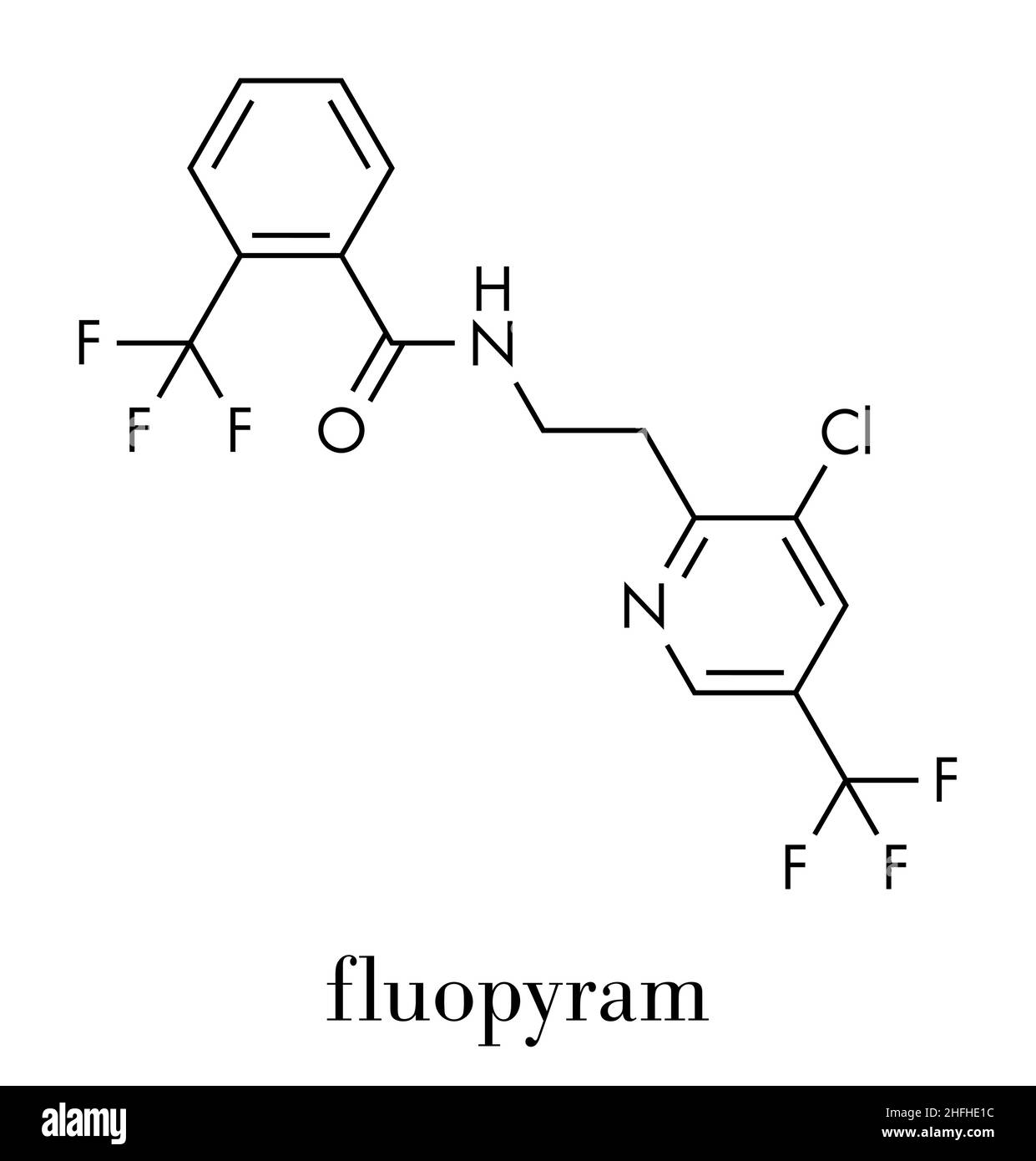 Fluopyram-Fungizid-Molekül. Skelettformel. Stock Vektor