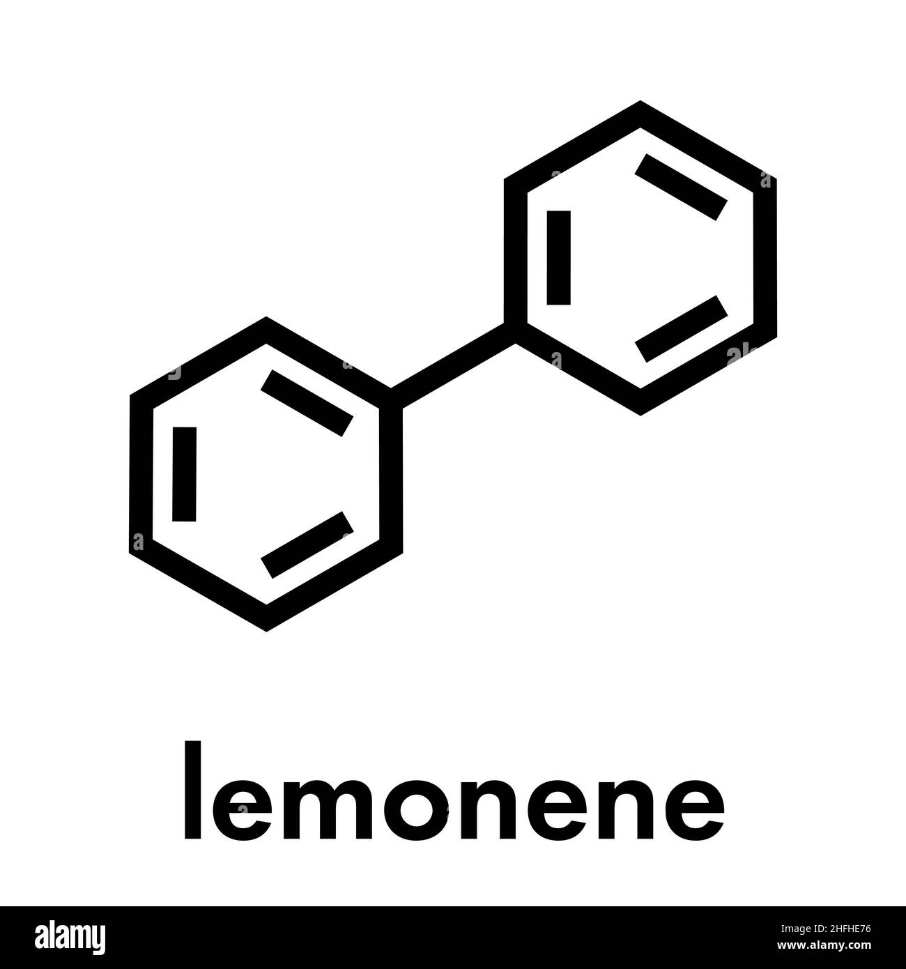 Lemonene (biphenyl, Diphenyl) Konservierungsmittel Molekül. Skelettmuskulatur Formel. Stock Vektor