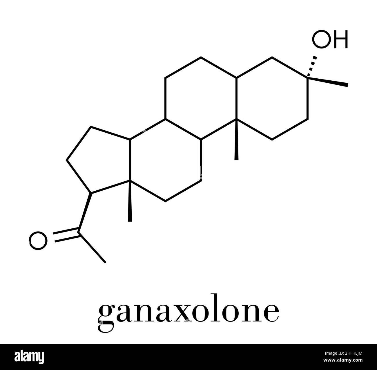 Ganaxolone Epilepsie-Molekül. Skelettformel. Stock Vektor