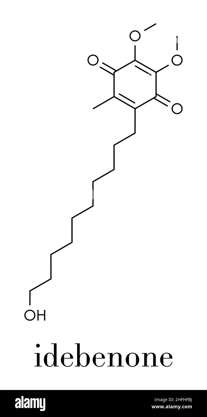 Idebenon-Molekül. Skelettformel. Stock Vektor