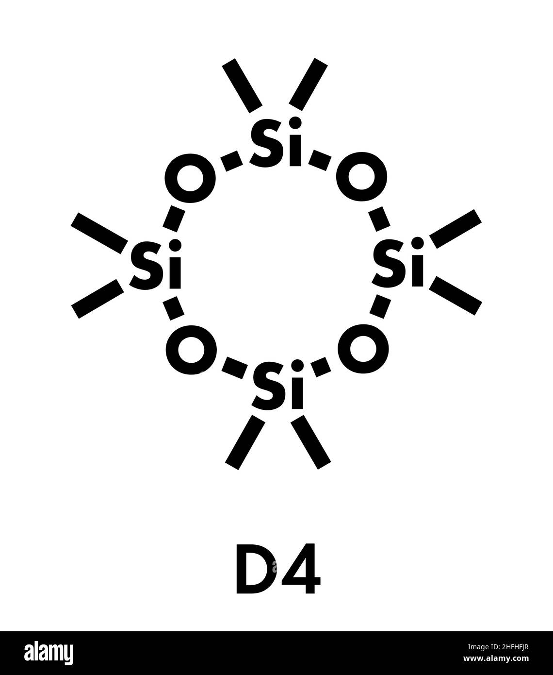 Octamethylcyclotetrasiloxane (D4 Silikon) Molekül. Skelettformel. Stock Vektor