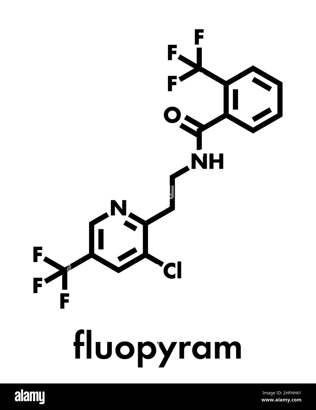 Fluopyram-Fungizid-Molekül. Skelettformel. Stock Vektor