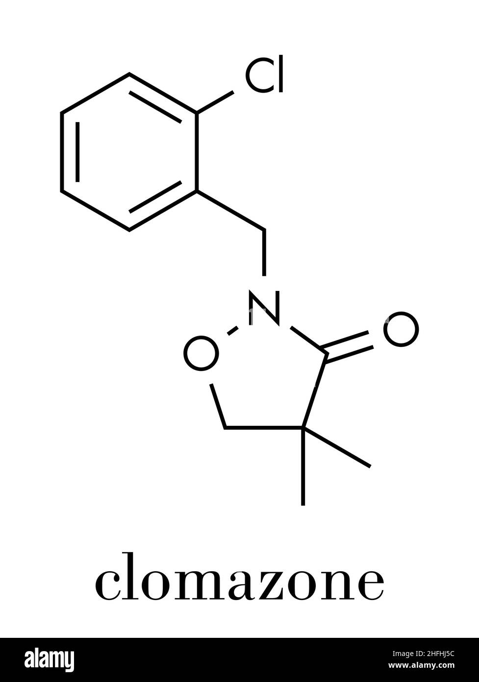 Clomazon Herbizid-Molekül. Skelettformel. Stock Vektor