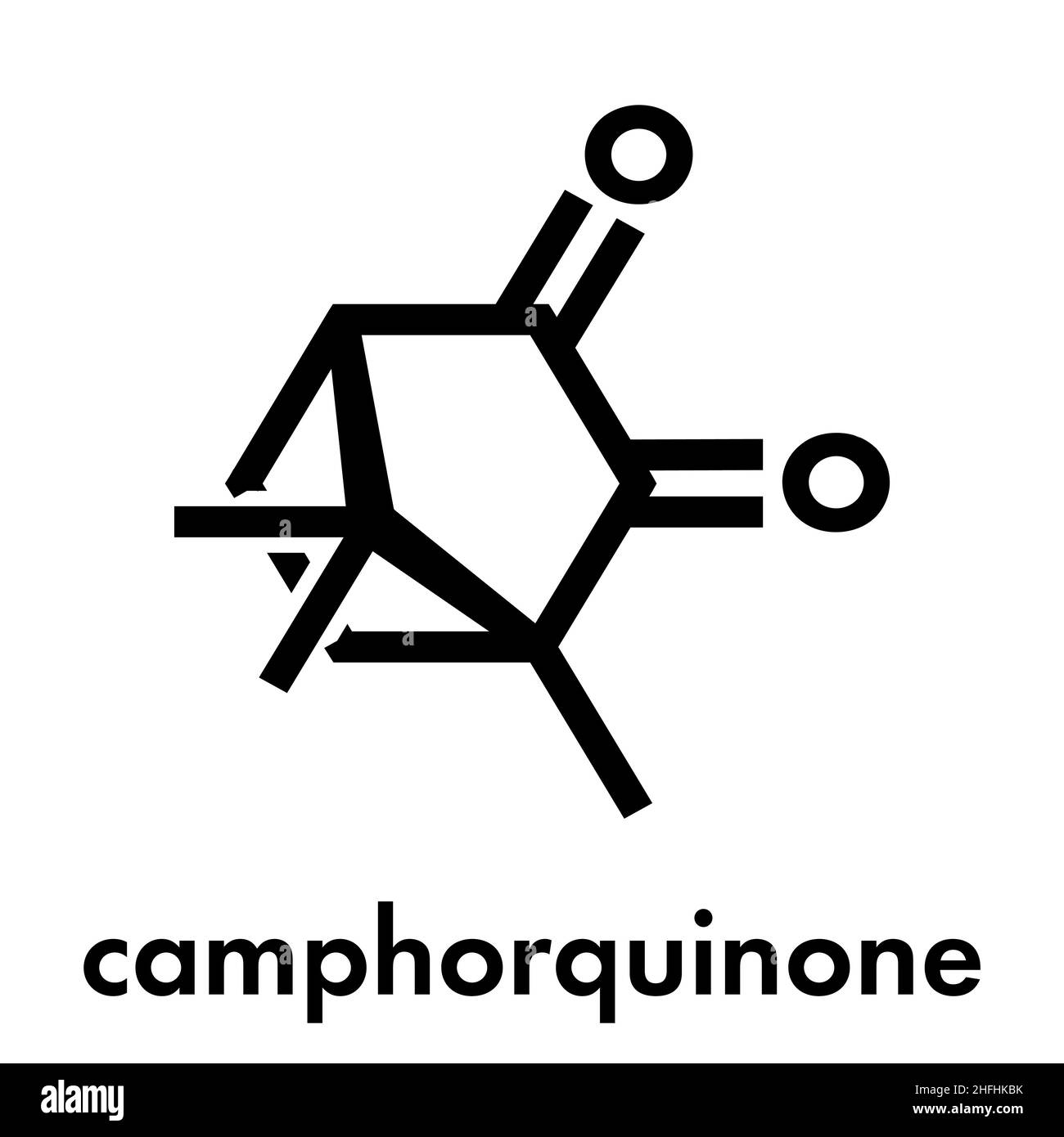 Camphorquinone für sichtbares Licht fotoinitiator Molekül. Skelettmuskulatur Formel. Stock Vektor