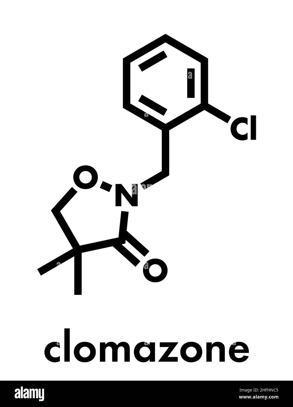 Clomazon Herbizid-Molekül. Skelettformel. Stock Vektor