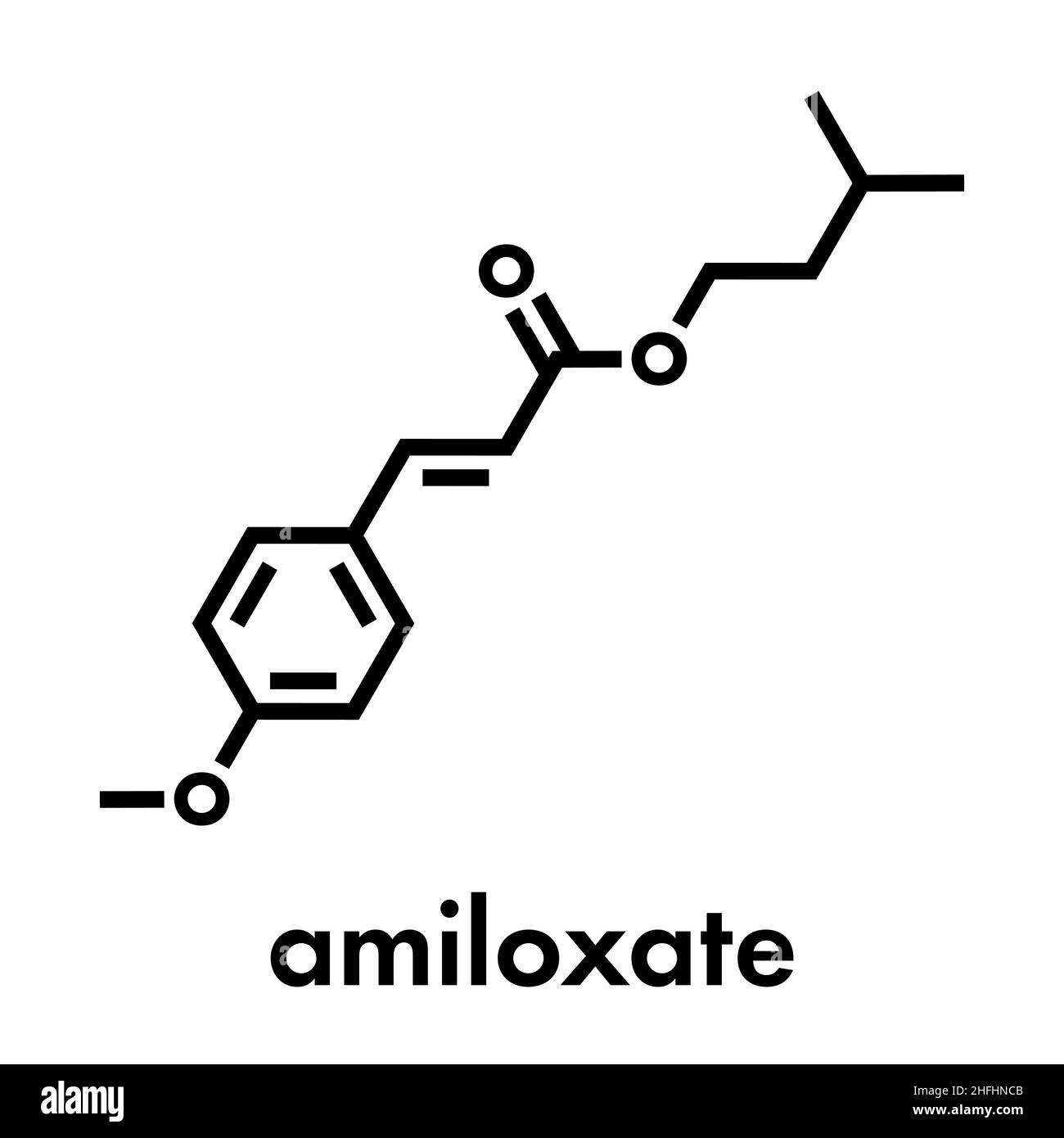 Amiloxat-Sonnenschutzmolekül (UV-Filter). Skelettformel. Stock Vektor