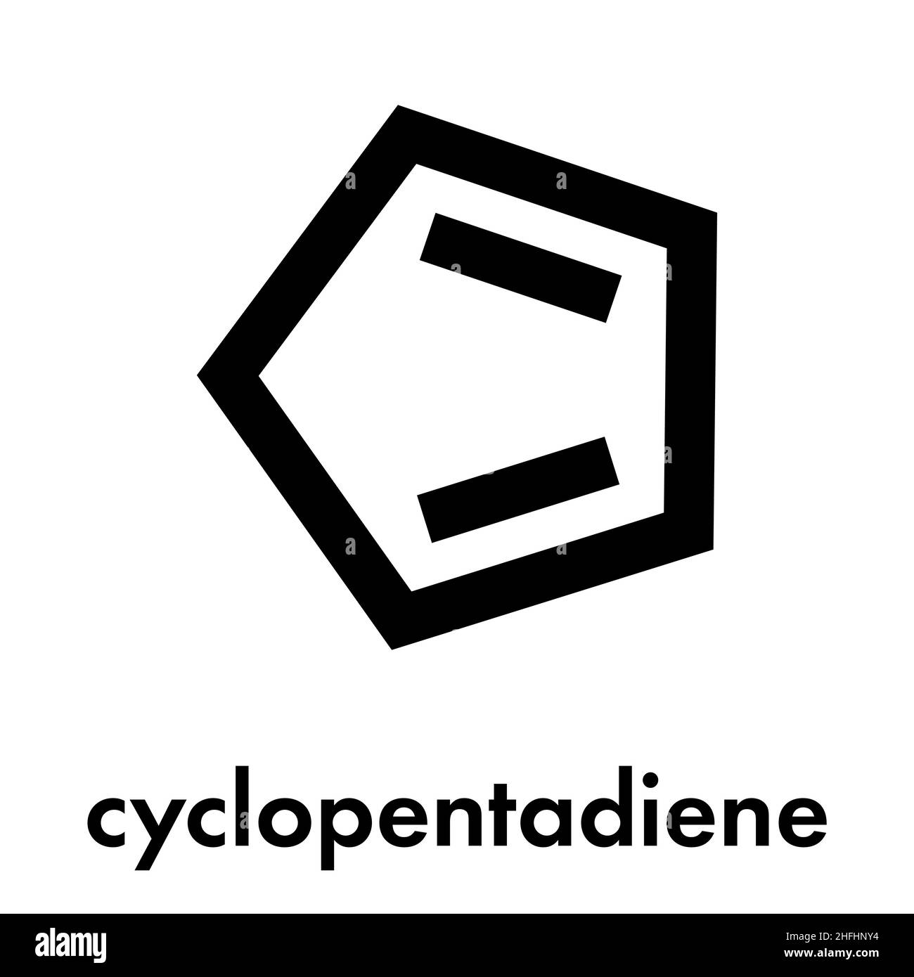 Cyclopentadien-Molekül. Organische Verbindung. Skelettformel. Stock Vektor