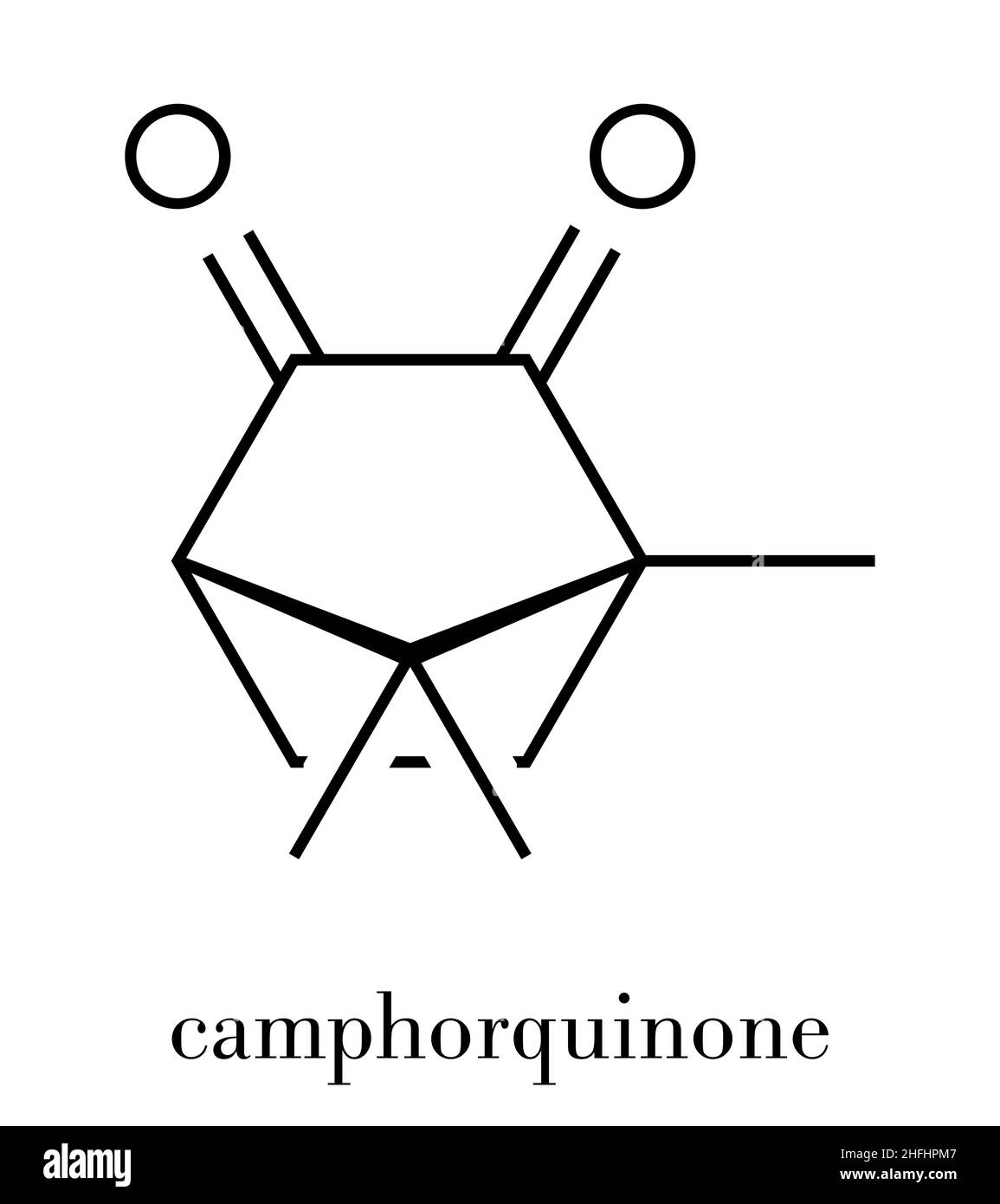 Camphorquinone für sichtbares Licht fotoinitiator Molekül. Skelettmuskulatur Formel. Stock Vektor