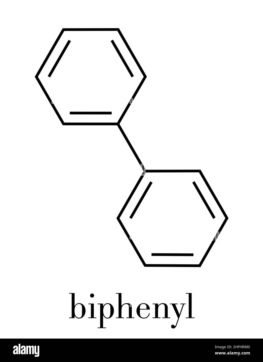 Lemonene (biphenyl, Diphenyl) Konservierungsmittel Molekül. Skelettmuskulatur Formel. Stock Vektor