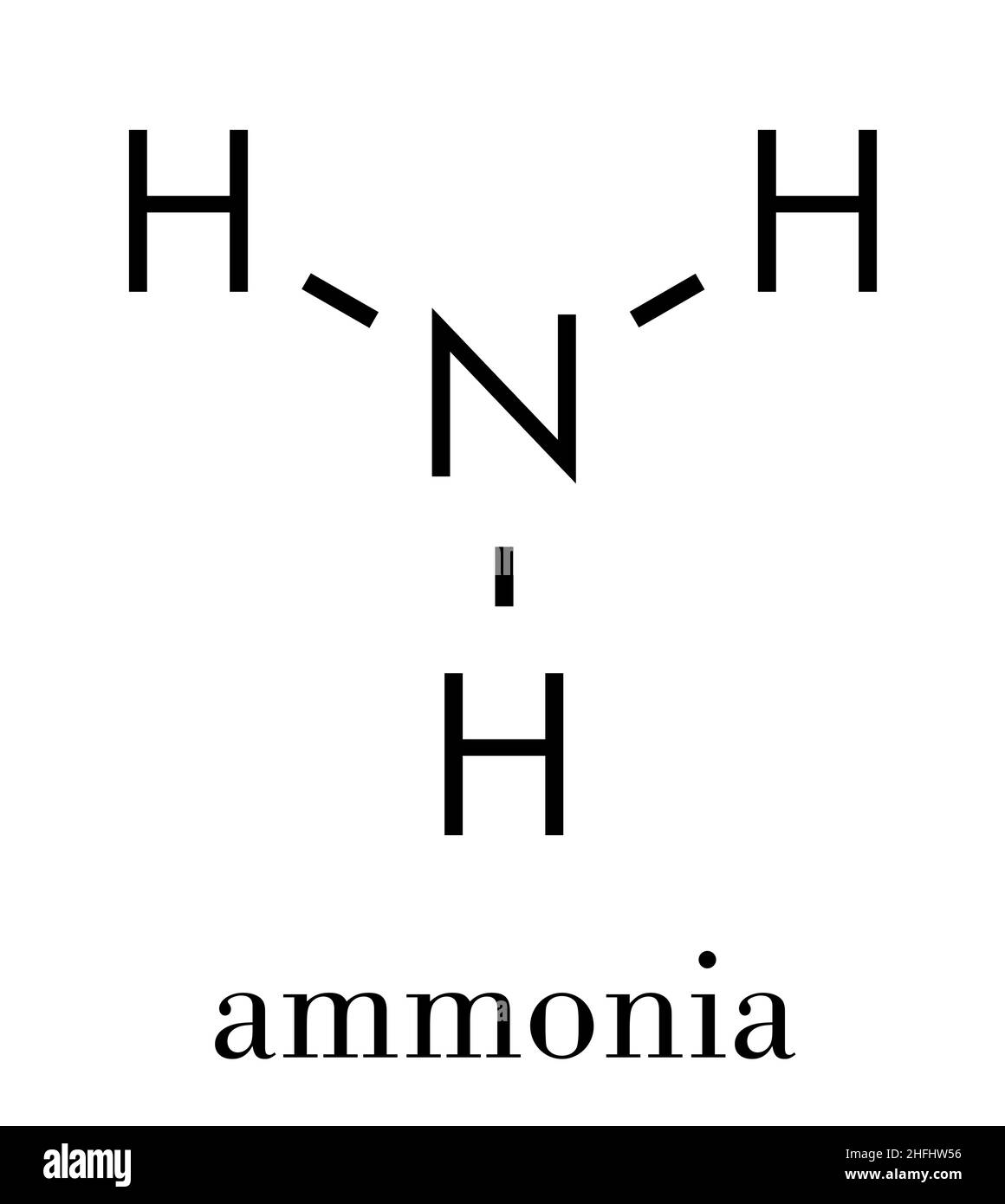 Ammoniak (NH3)-Molekül. Skelettformel. Stock Vektor