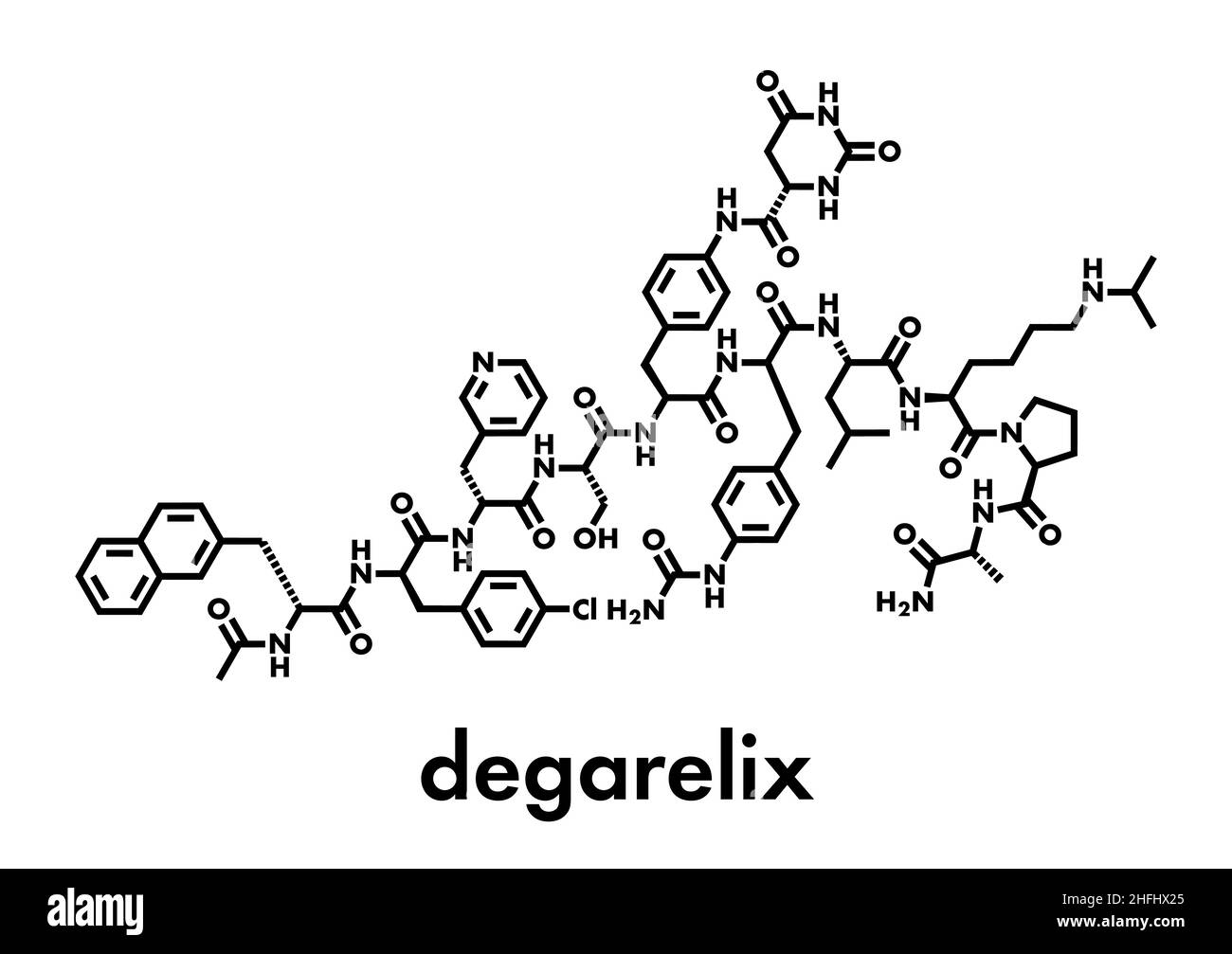 Degarelix-Molekül für Prostatakrebs. Skelettformel. Stock Vektor