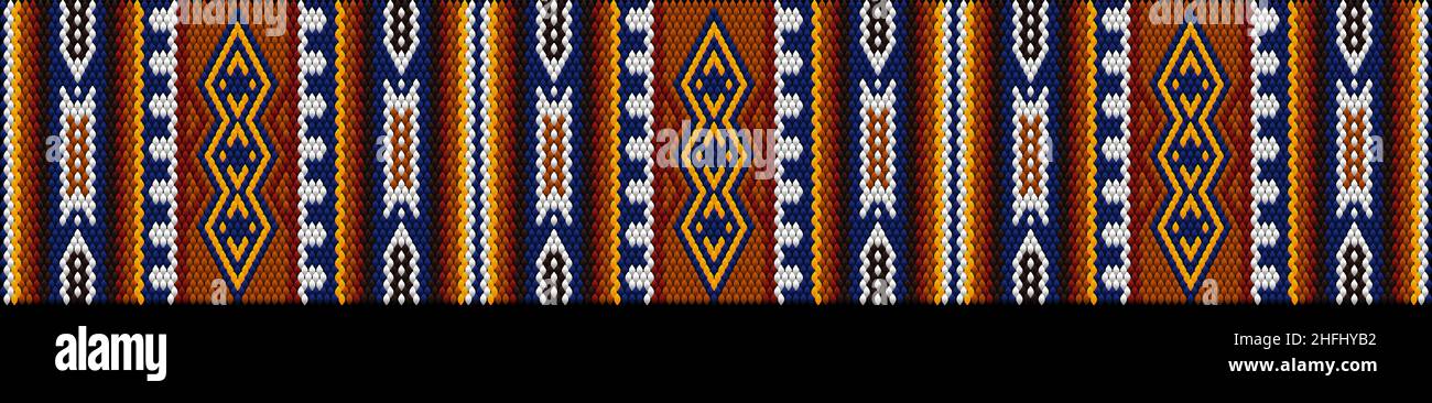 Ornament, Mosaik, ethnisch, Volksmuster. Er ist in hellen, saftigen, perfekt passenden Farben hergestellt. Stock Vektor