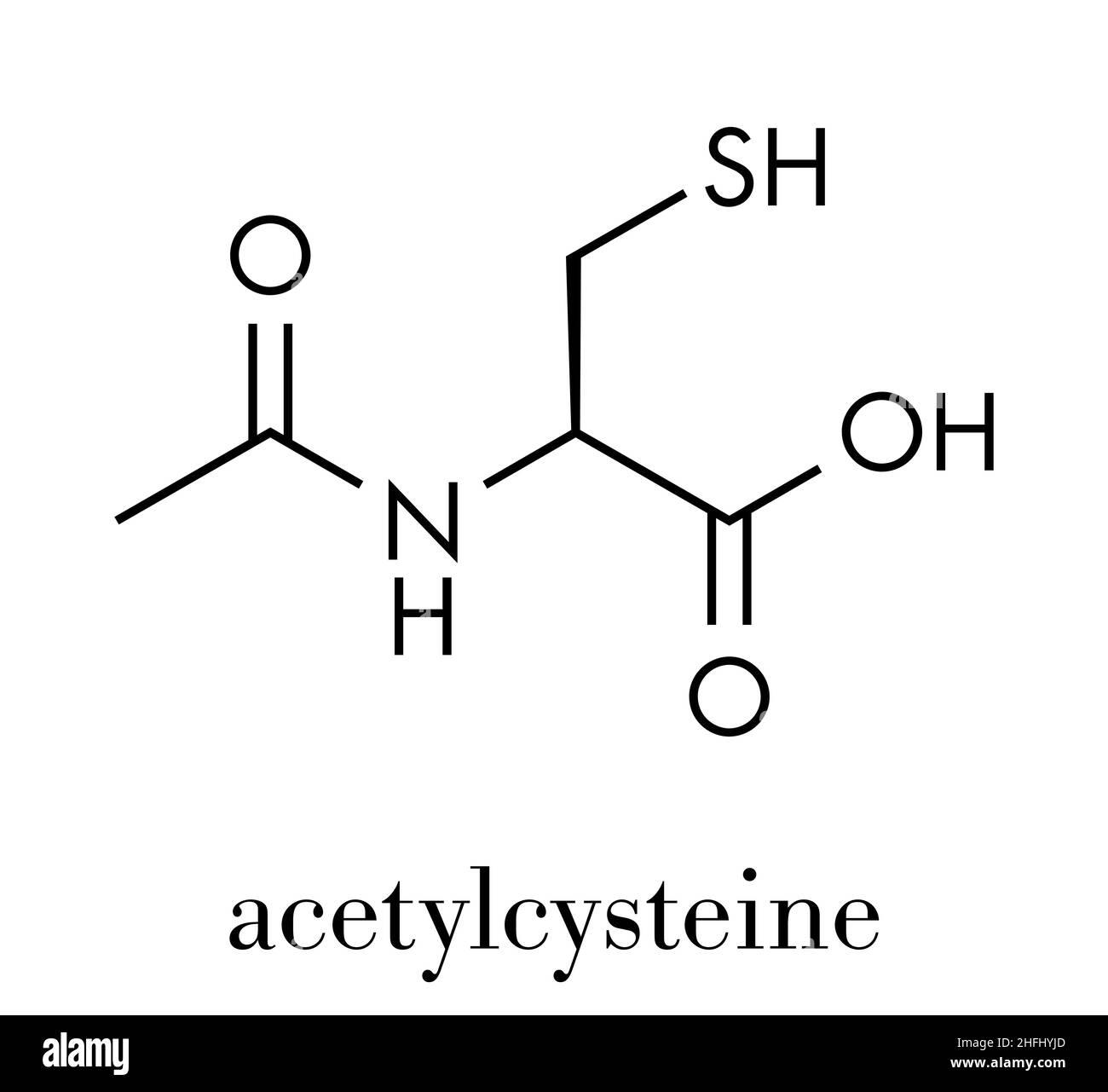 Acetylcystein (NAC) schleimlösende Medikament Molekül. Auch paracetamol