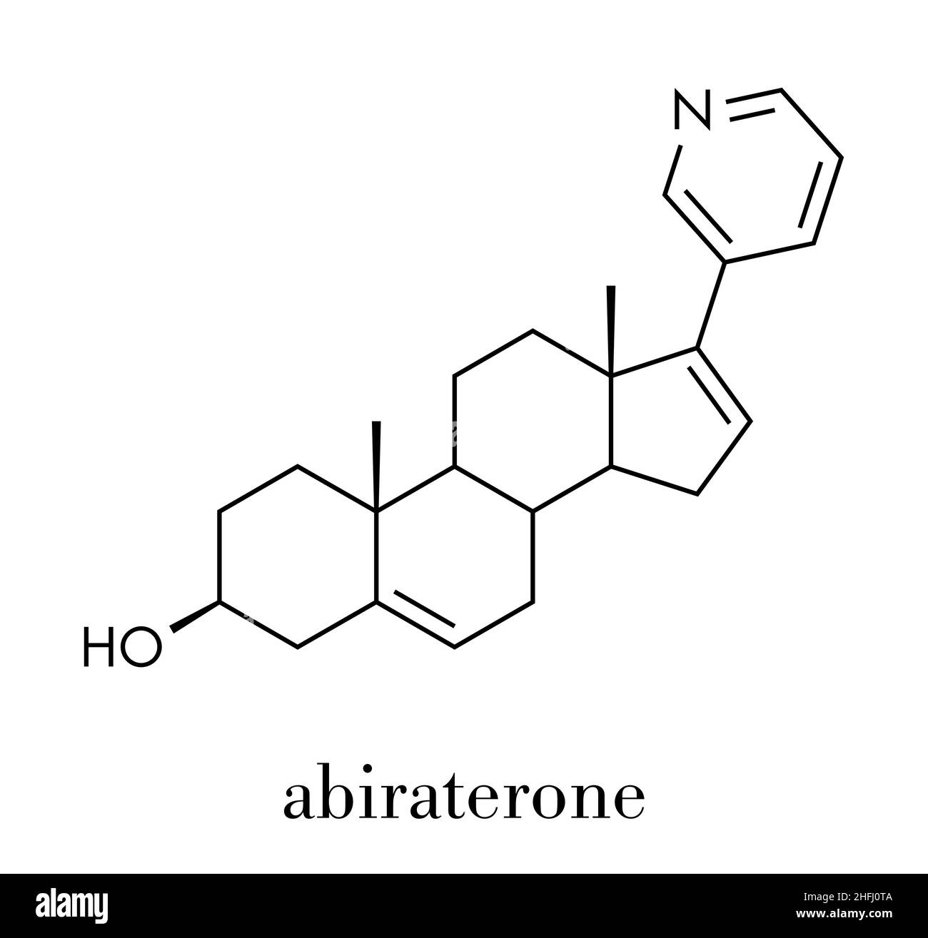 Abiraterone Prostatakrebsdroge Molekül. Skelettmuskulatur Formel. Stock Vektor