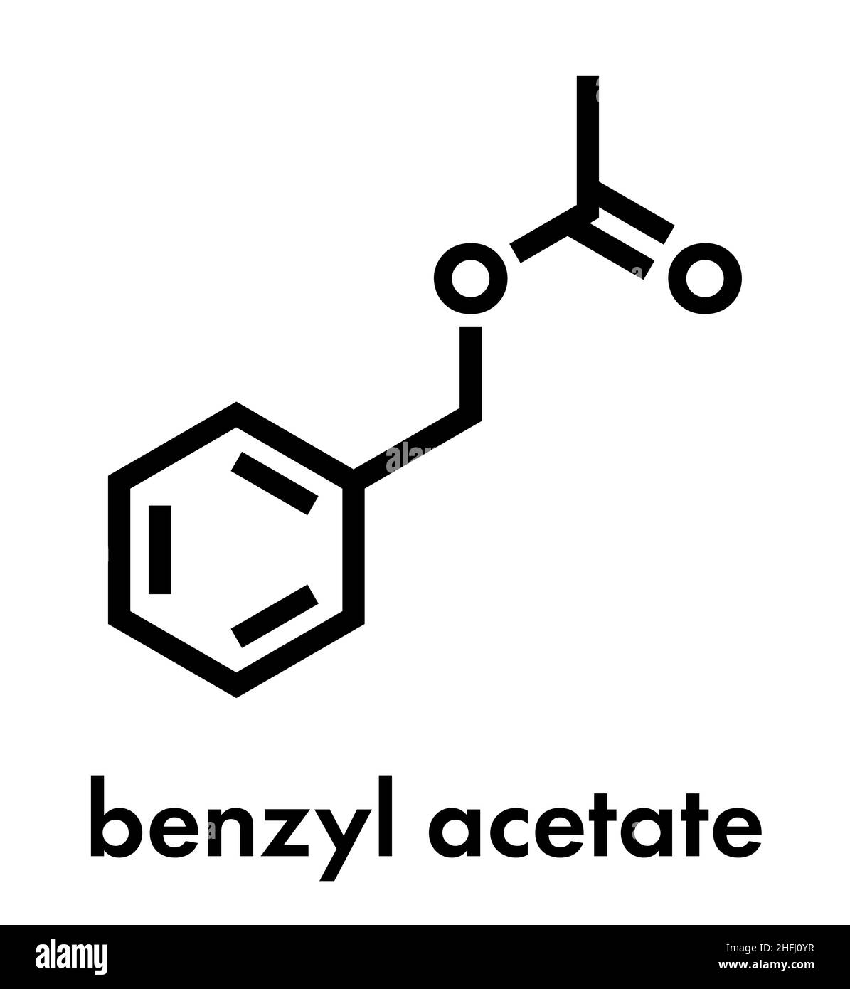 Benzylacetat-Molekül. Skelettformel. Stock Vektor