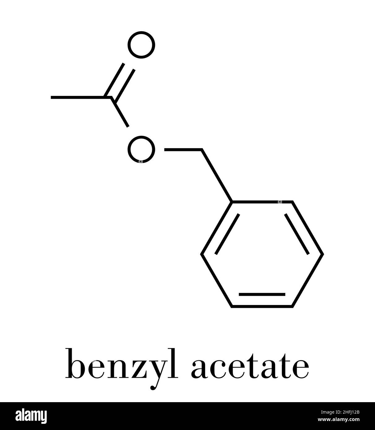 Benzylacetat-Molekül. Skelettformel. Stock Vektor
