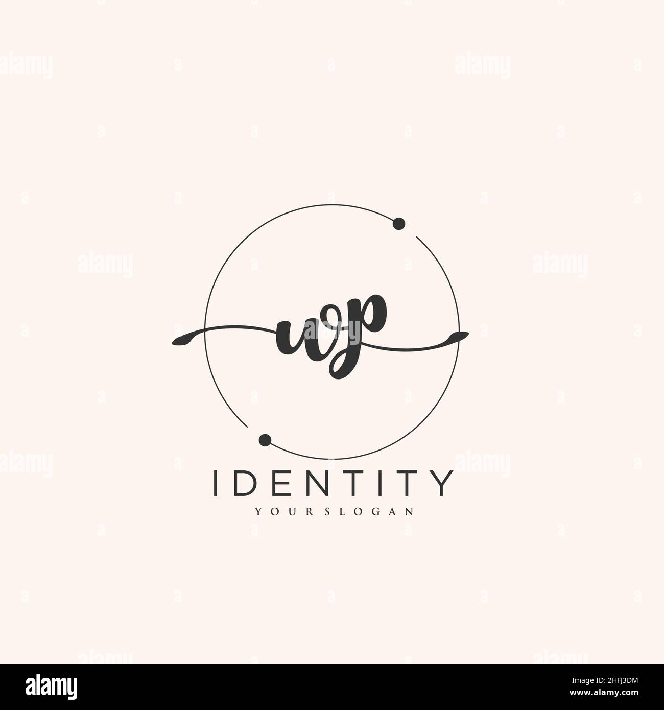 WP Handschrift Logo Vektor Kunst der ersten Unterschrift, Hochzeit, Mode, jewerly, Boutique, Blumen und botanische mit kreativer Vorlage für jedes Unternehmen Stock Vektor