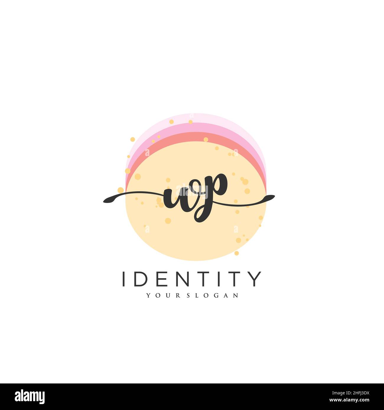 WP Handschrift Logo Vektor Kunst der ersten Unterschrift, Hochzeit, Mode, jewerly, Boutique, Blumen und botanische mit kreativer Vorlage für jedes Unternehmen Stock Vektor