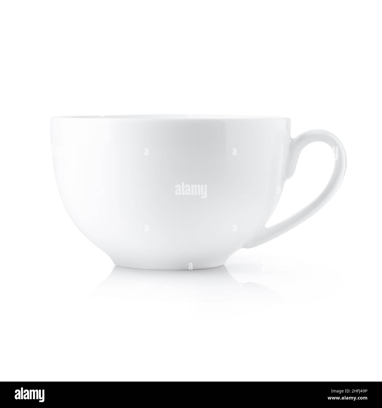 Weiße Tasse isoliert auf weißem Hintergrund Stockfoto
