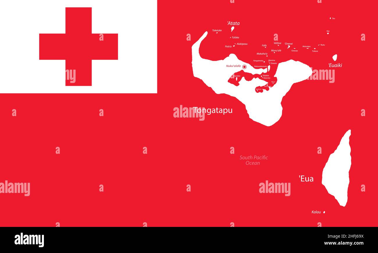 Tonga-Flagge und Kartenvektor Stock Vektor