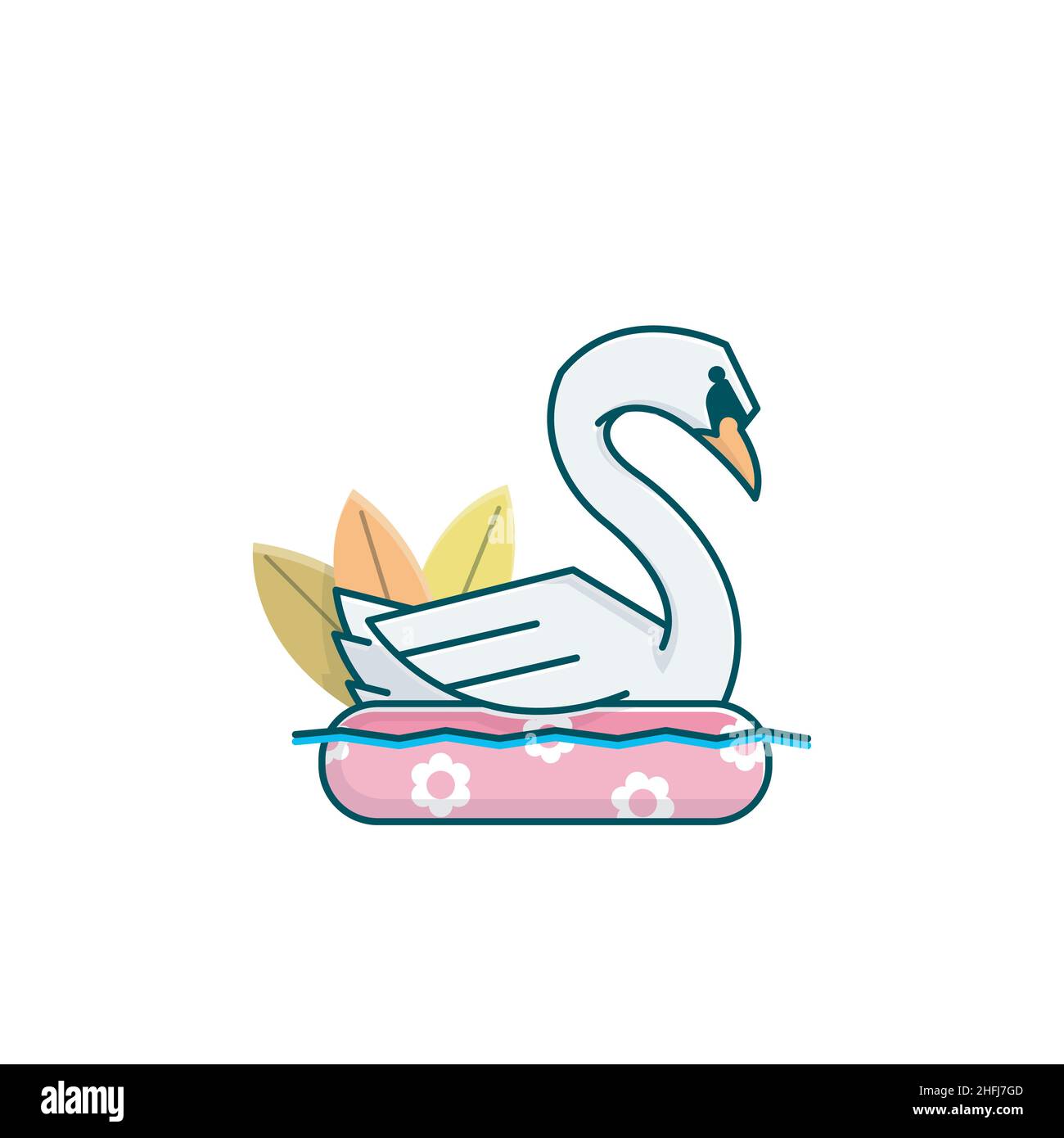 Entzückende Schwanengänse Paar Ente Schwimmen Rettungsring Vektor Cartoon Stock Vektor