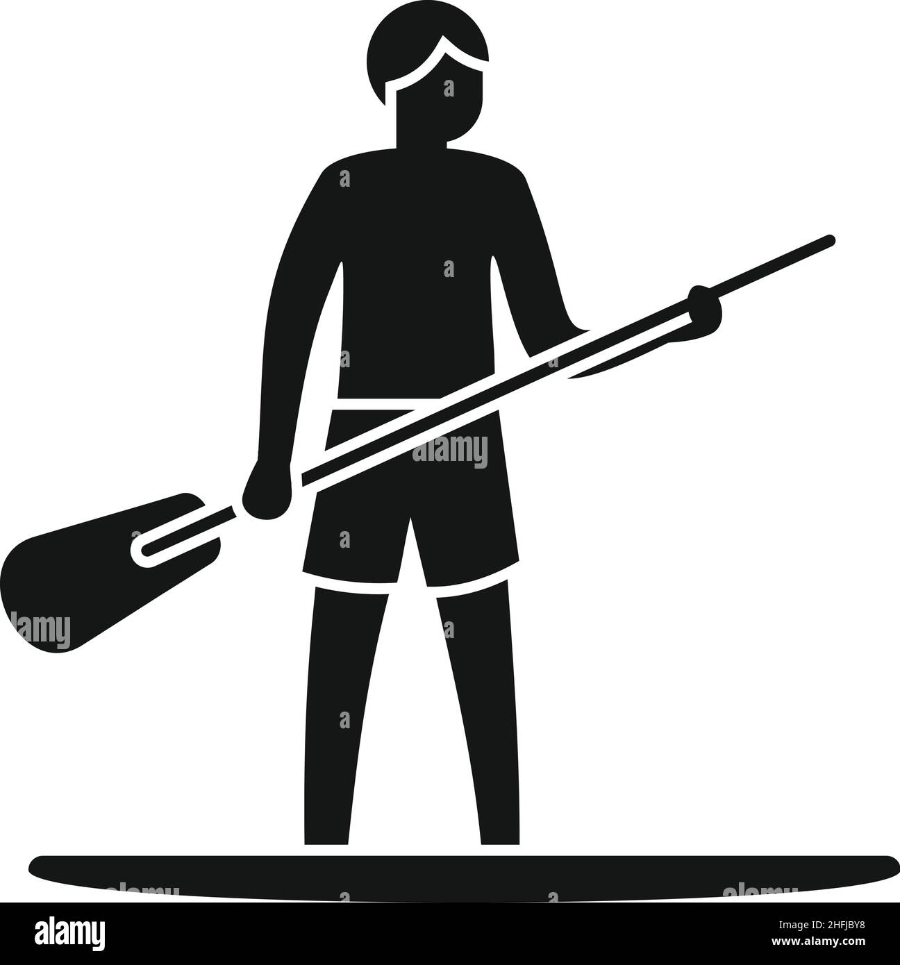 SUP-Surfer-Symbol einfacher Vektor. Paddelbrett. Surfstand Stock Vektor