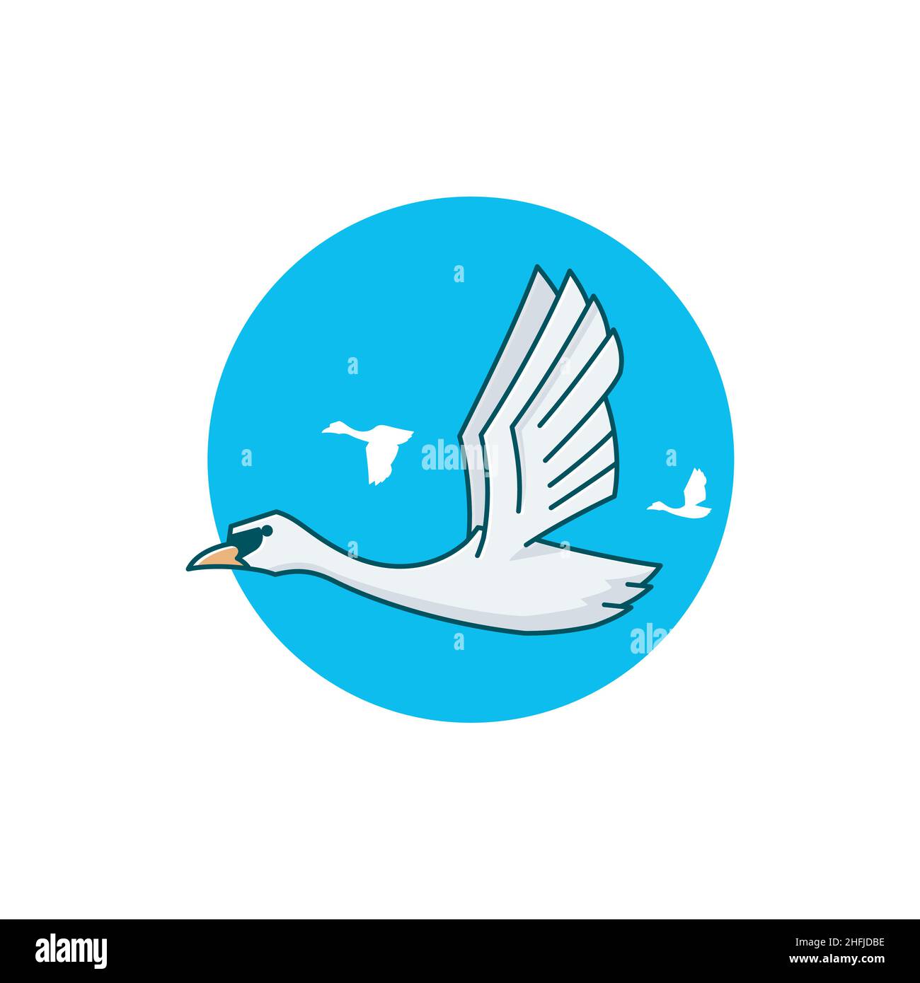 Entzückende Weiße Schwan Ente Fliegende Flügel Vektor Cartoon Stock Vektor