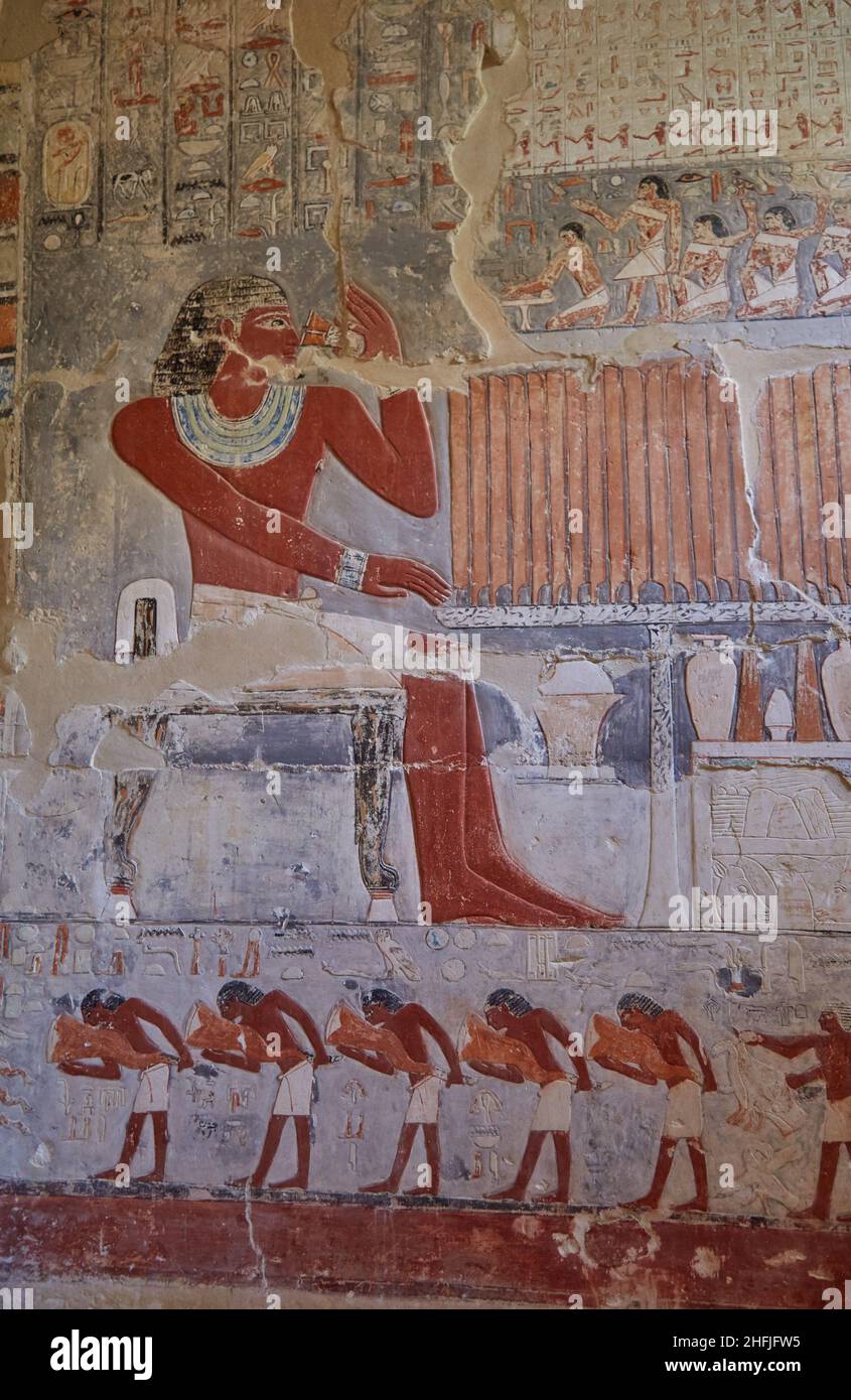 Szenen aus dem Grab von Mehu, Saqqara, Ägypten Stockfoto