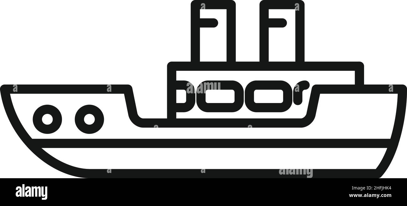 Seefrachtschiff Symbol Umriss Vektor. Klima auf dem Planeten. Globale Katastrophe Stock Vektor