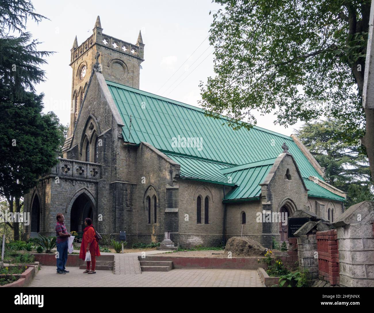 Indien, Distrikt Solan, Himachal Pradesh. Kasauli Stadt wurde von British Raj im Jahr 1842 als koloniale Bergstation gegründet. Anglikanische Christ Church aus dem 19th. Jahrhundert Stockfoto