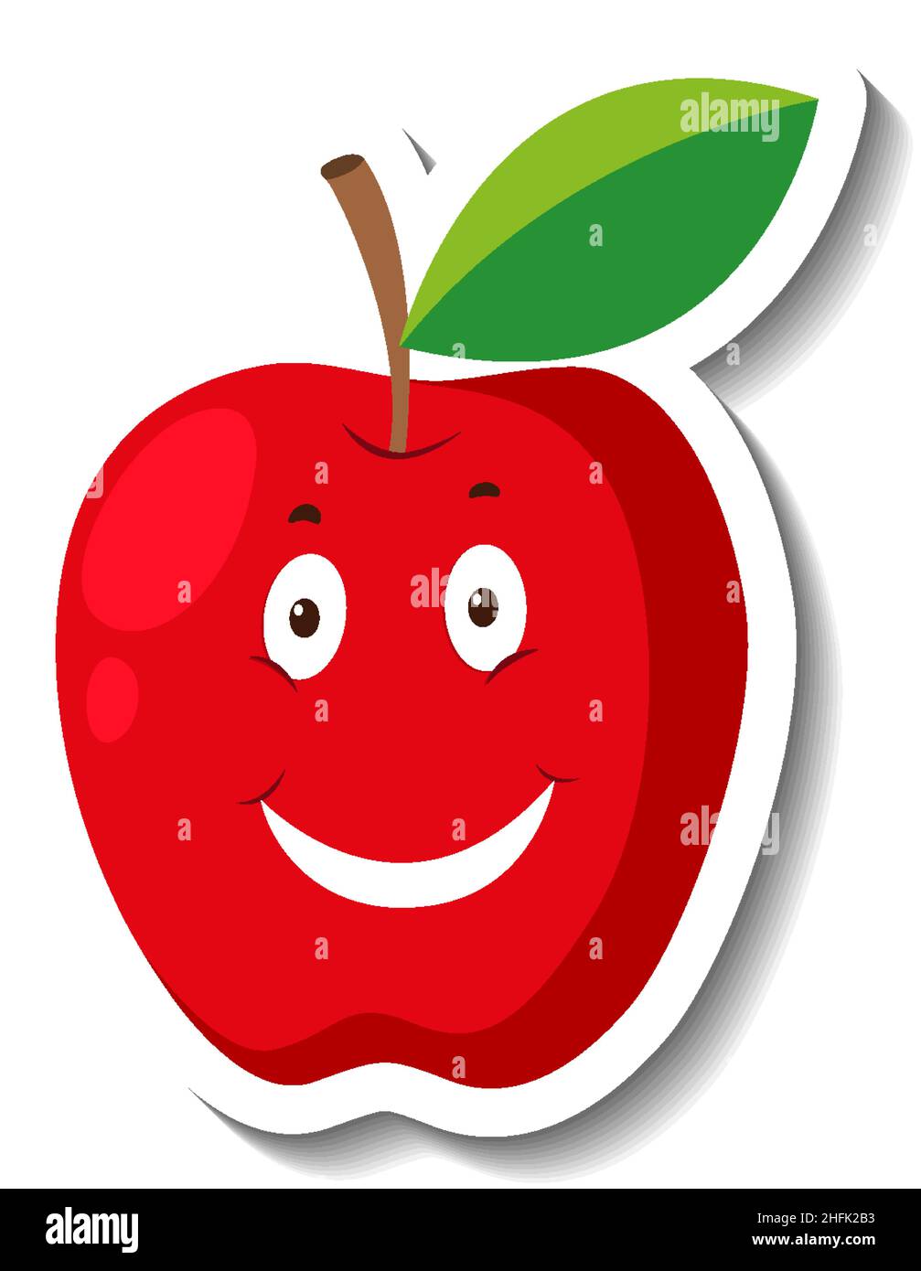 Roter Apfel mit Smiley-Gesicht in Cartoon-Stil Illustration Stock Vektor