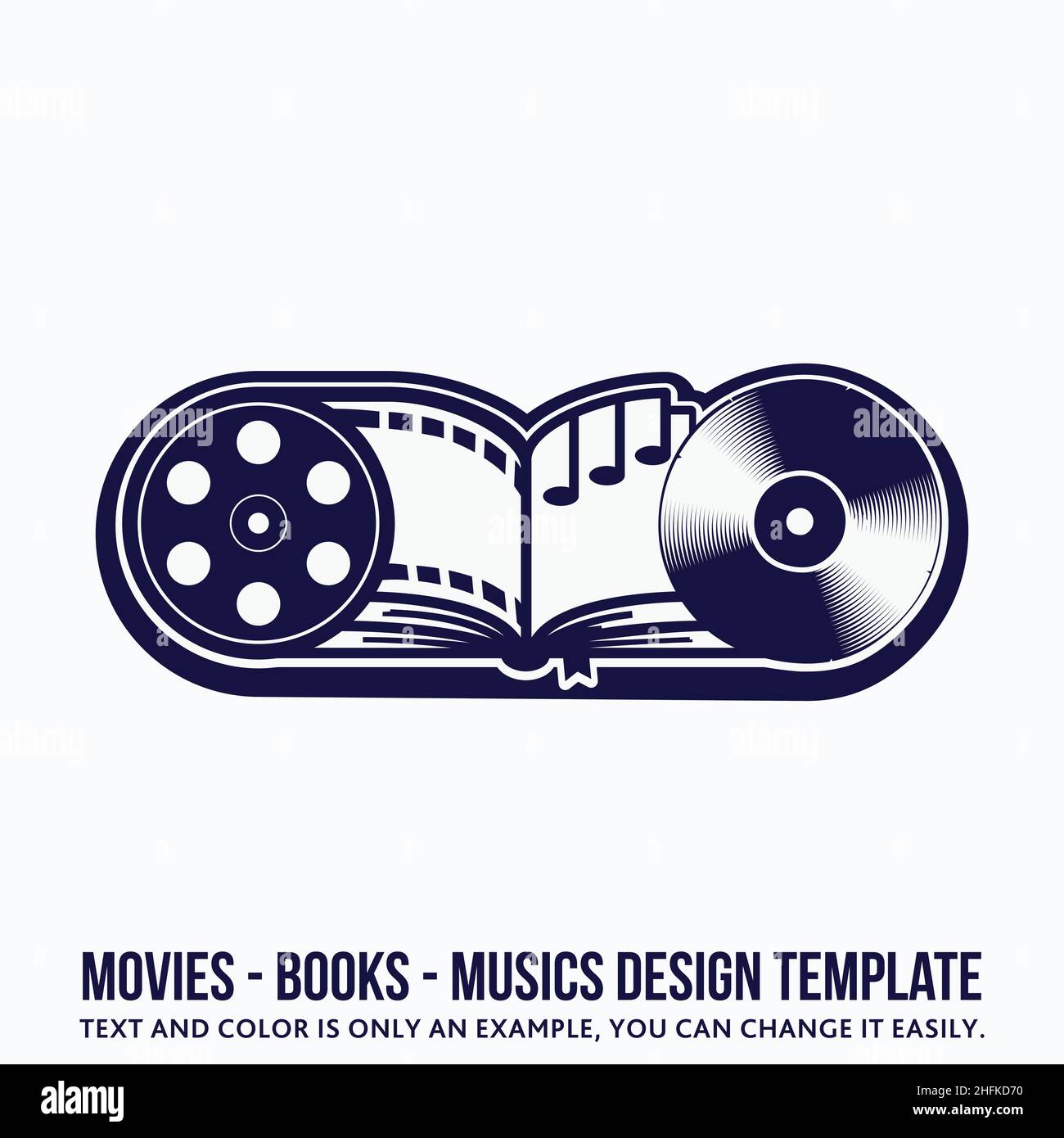 Design-Vorlage für Musik, Bücher, Filme. Vektor und Illustration. Stock Vektor