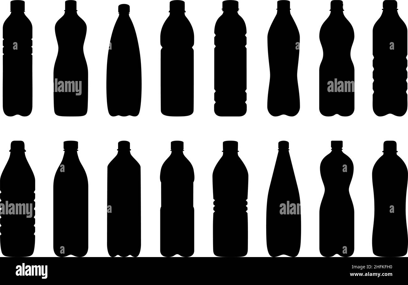 Satz von Silhouetten von Wasserflaschen, Vektorgrafik Stock Vektor